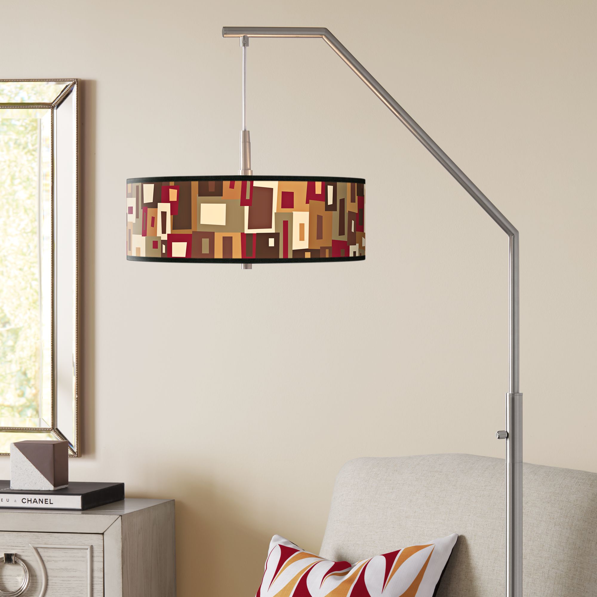 Earth Palette Giclee Shade Arc Floor Lamp