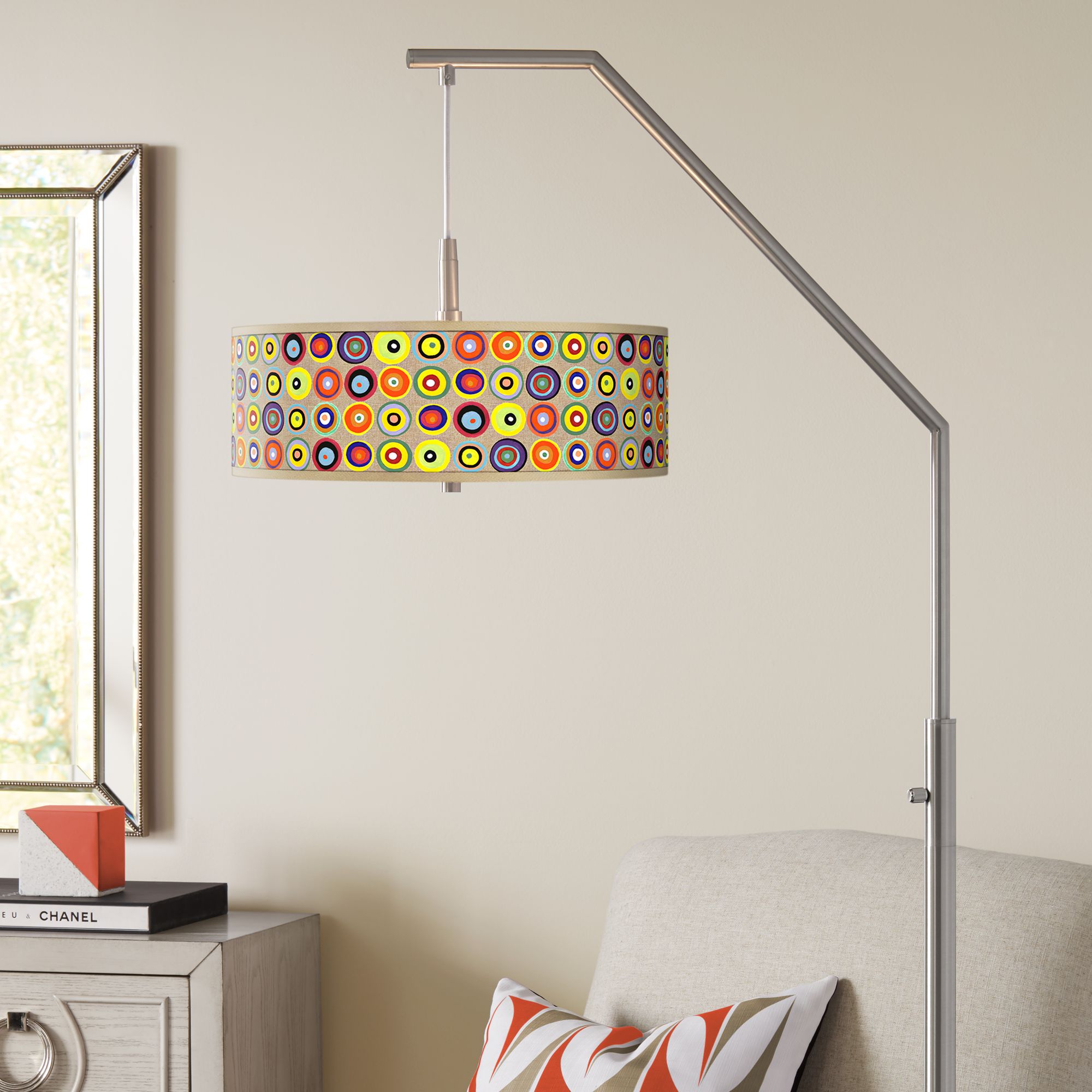Marbles in the Park Giclee Shade Arc Floor Lamp