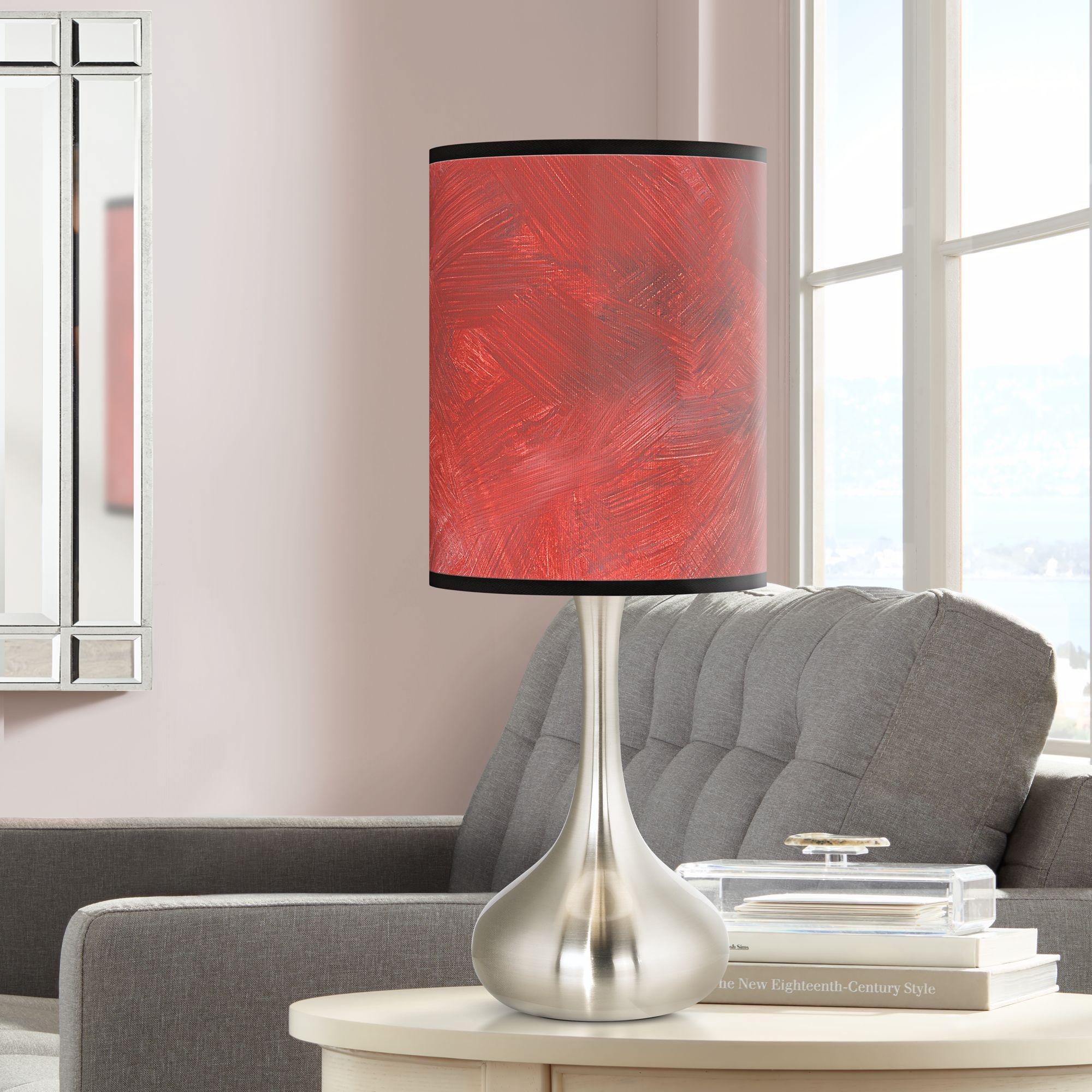 Red Abstract Giclee Droplet Table Lamp