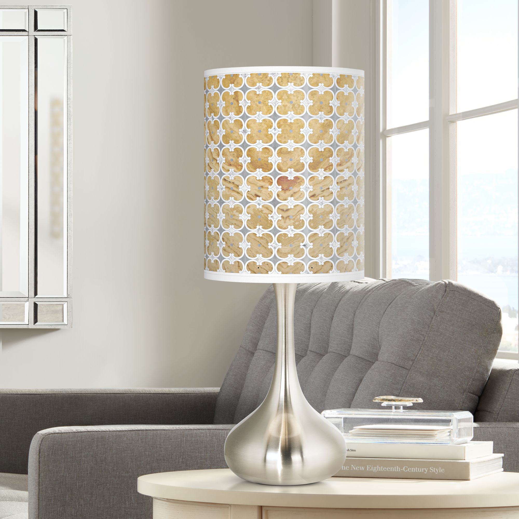 Marble Quatrefoil Giclee Droplet Table Lamp