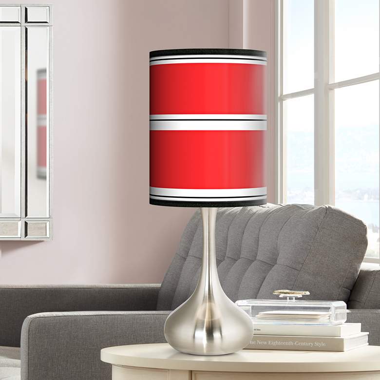 Image 1 Red Stripes Giclee Modern Droplet Table Lamp
