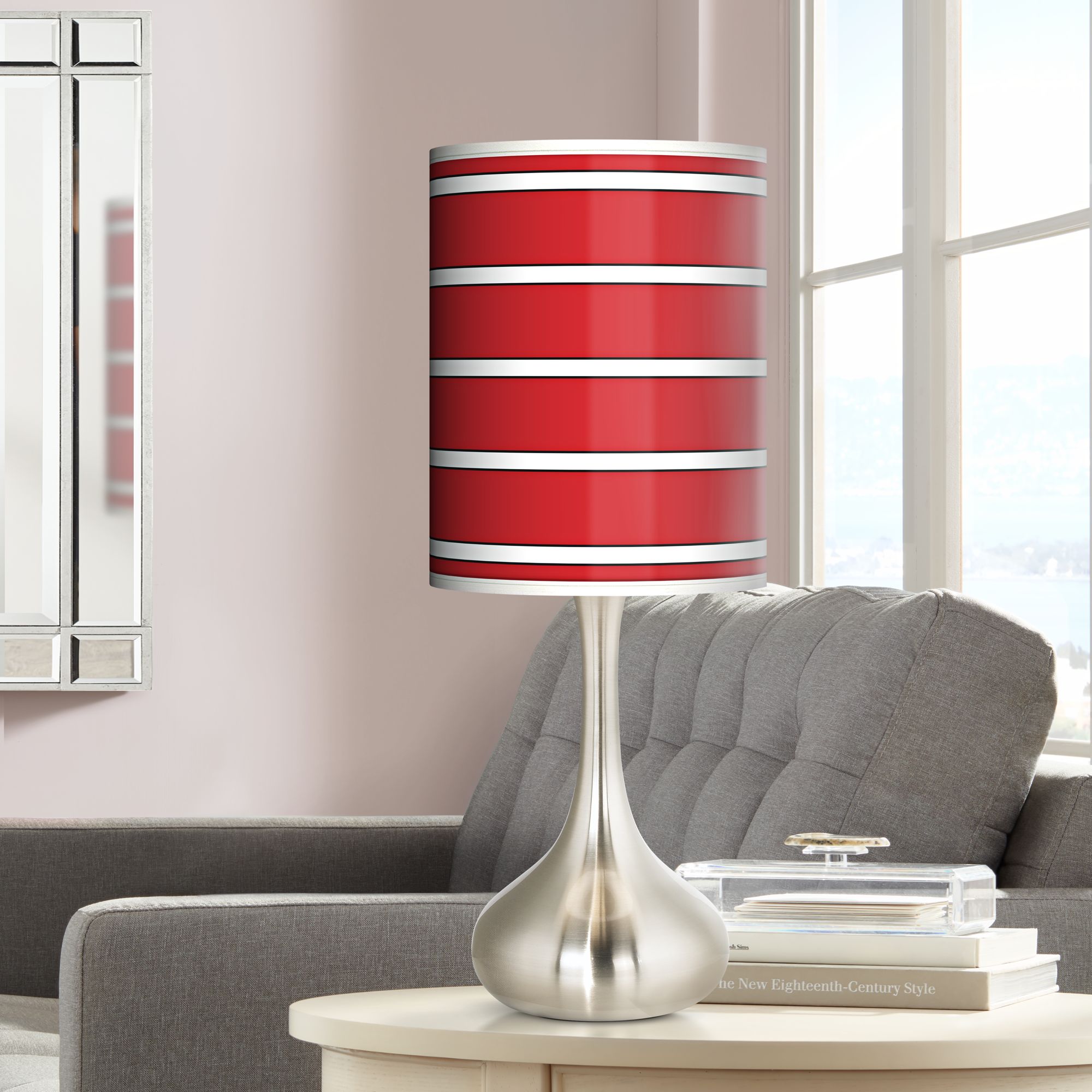 Bold Red Stripe Giclee Droplet Table Lamp