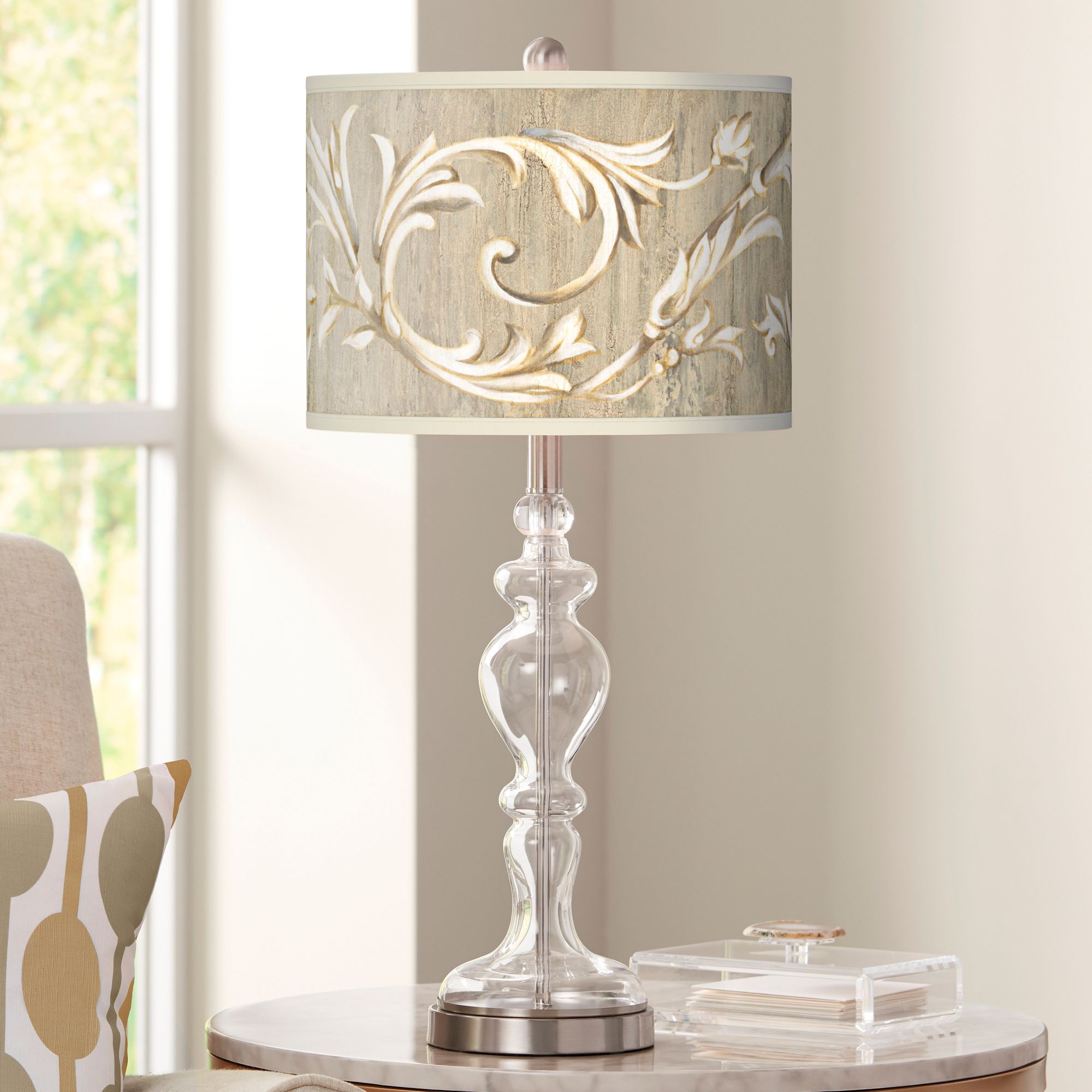 Laurel Court Giclee Apothecary Clear Glass Table Lamp