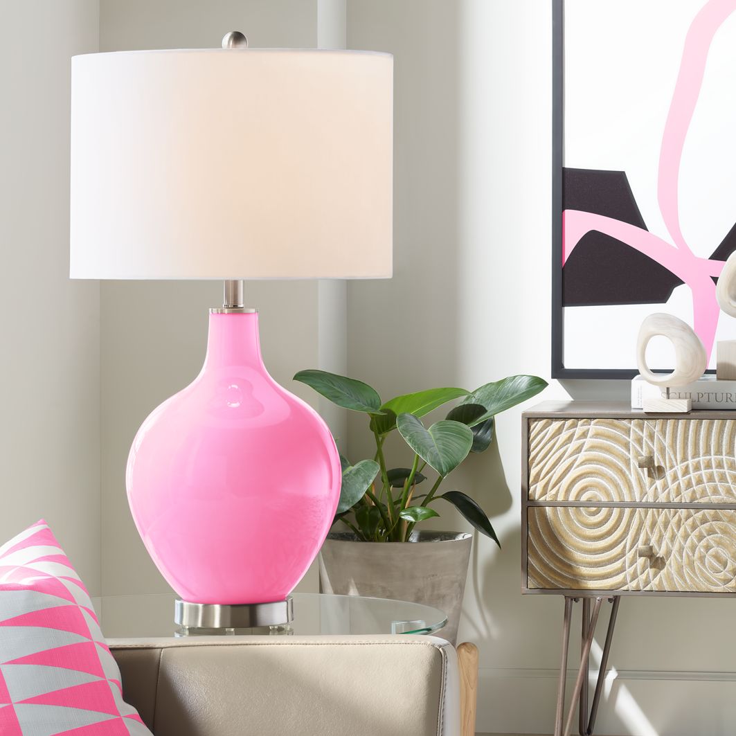 Candy Pink Ovo Table Lamp – Stylish Glass Design, Modern Lighting