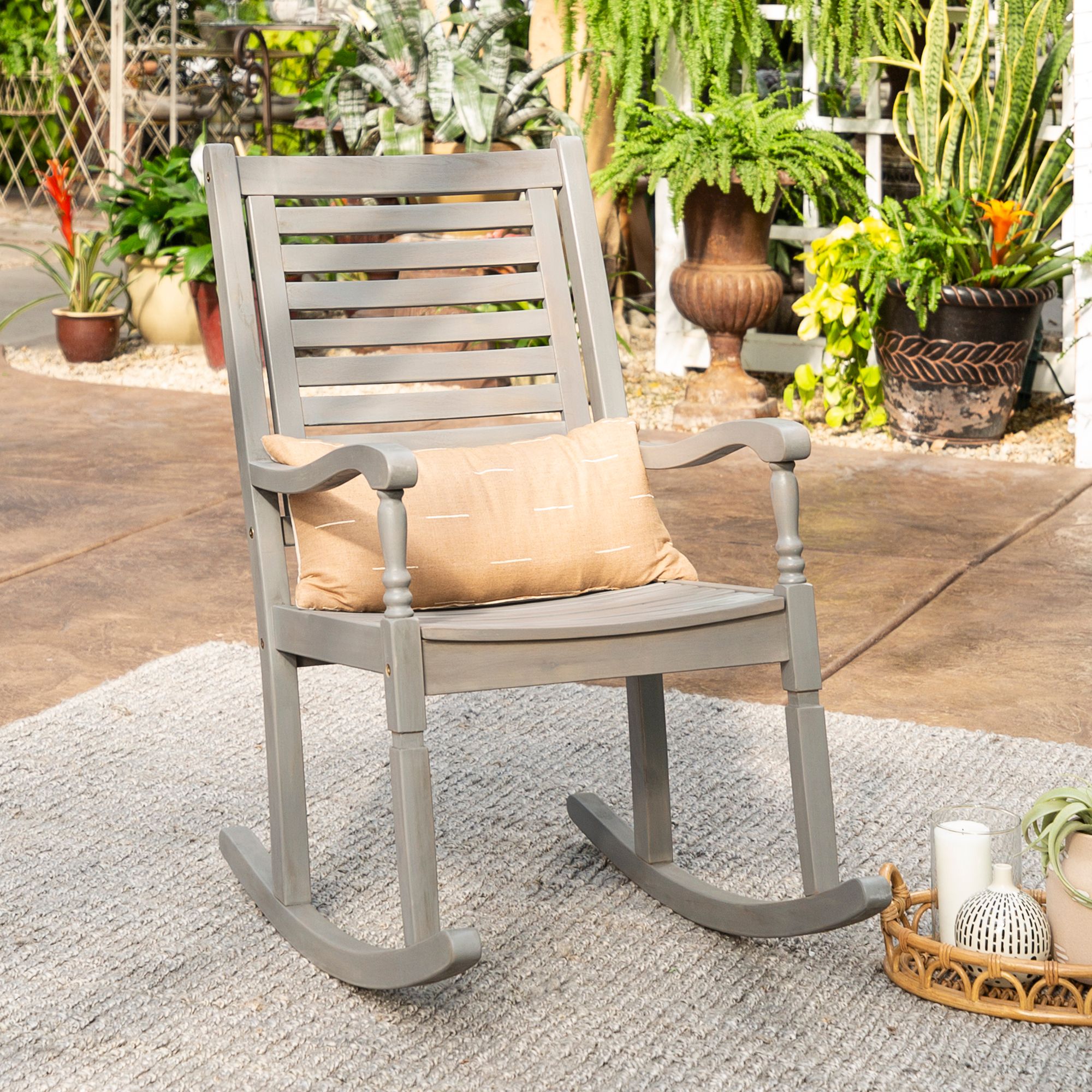 Maureen Gray Wash Acacia Wood Patio Rocking Chair 295H0 Lamps Plus