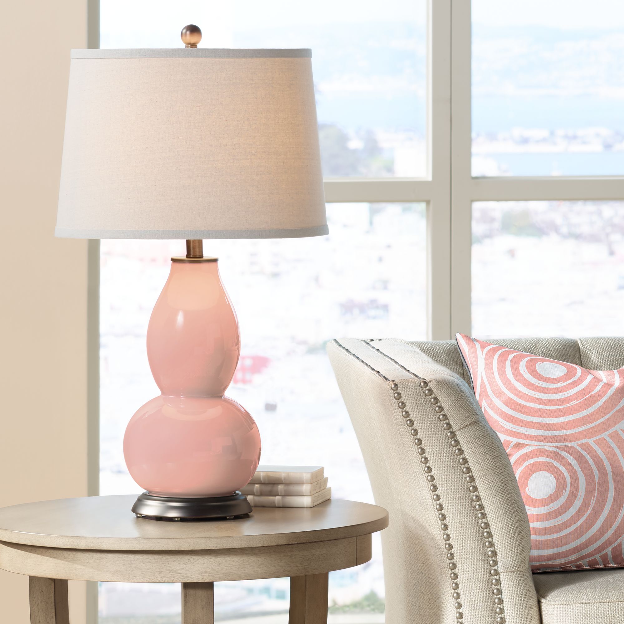 Mellow Coral Double Gourd Table Lamp