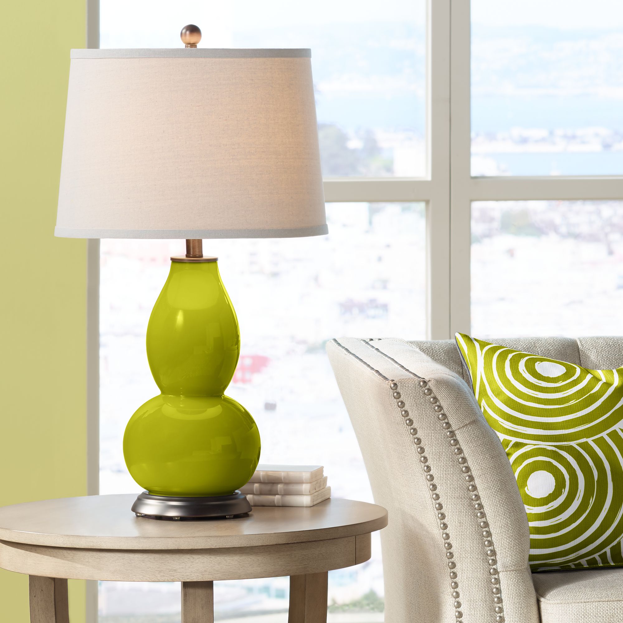 olive green table lamp