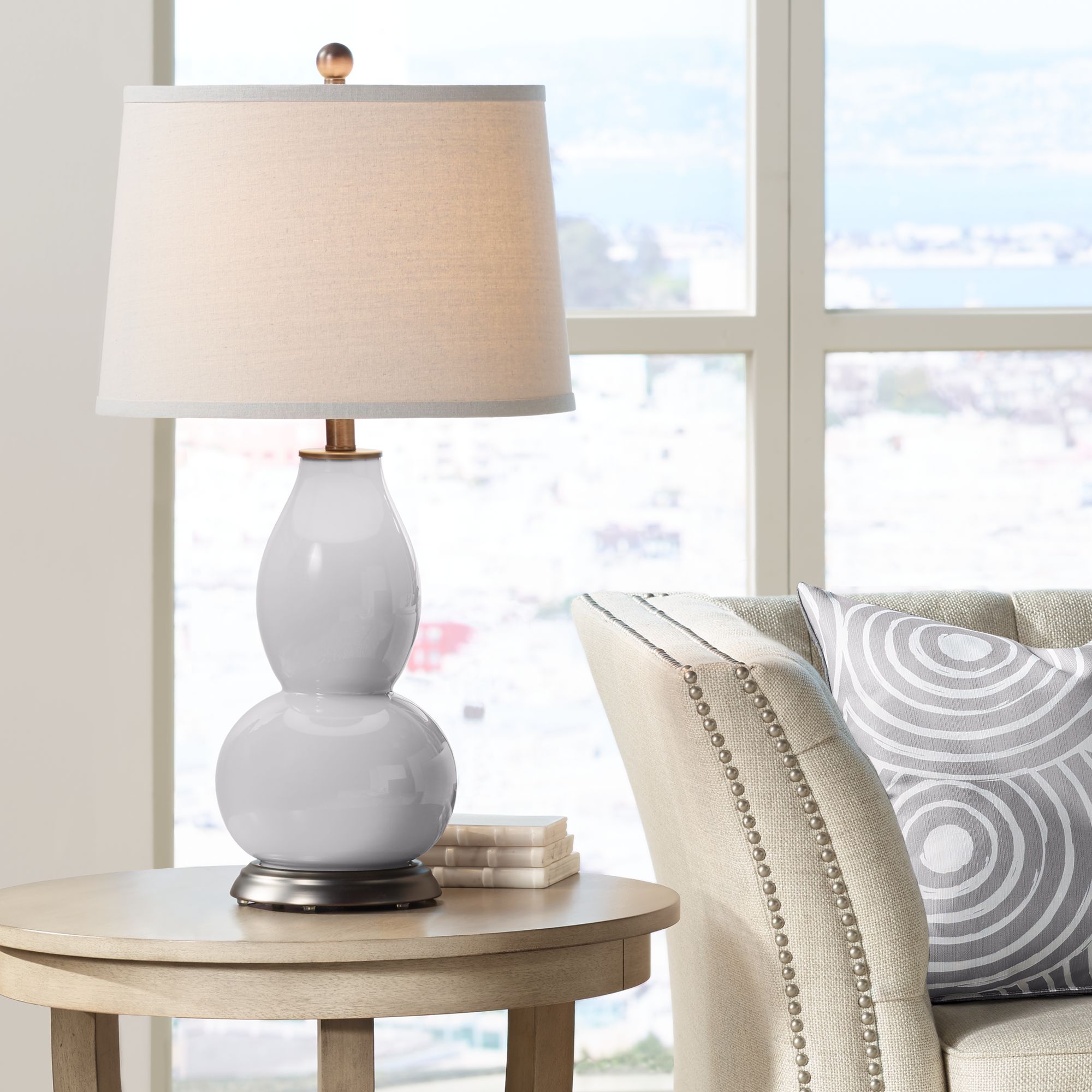 Swanky Gray Double Gourd Table Lamp