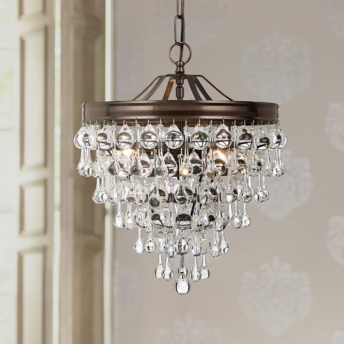 Calypso 12 Wide Crystal Vibrant Bronze, Lamps Plus Small Crystal Chandelier