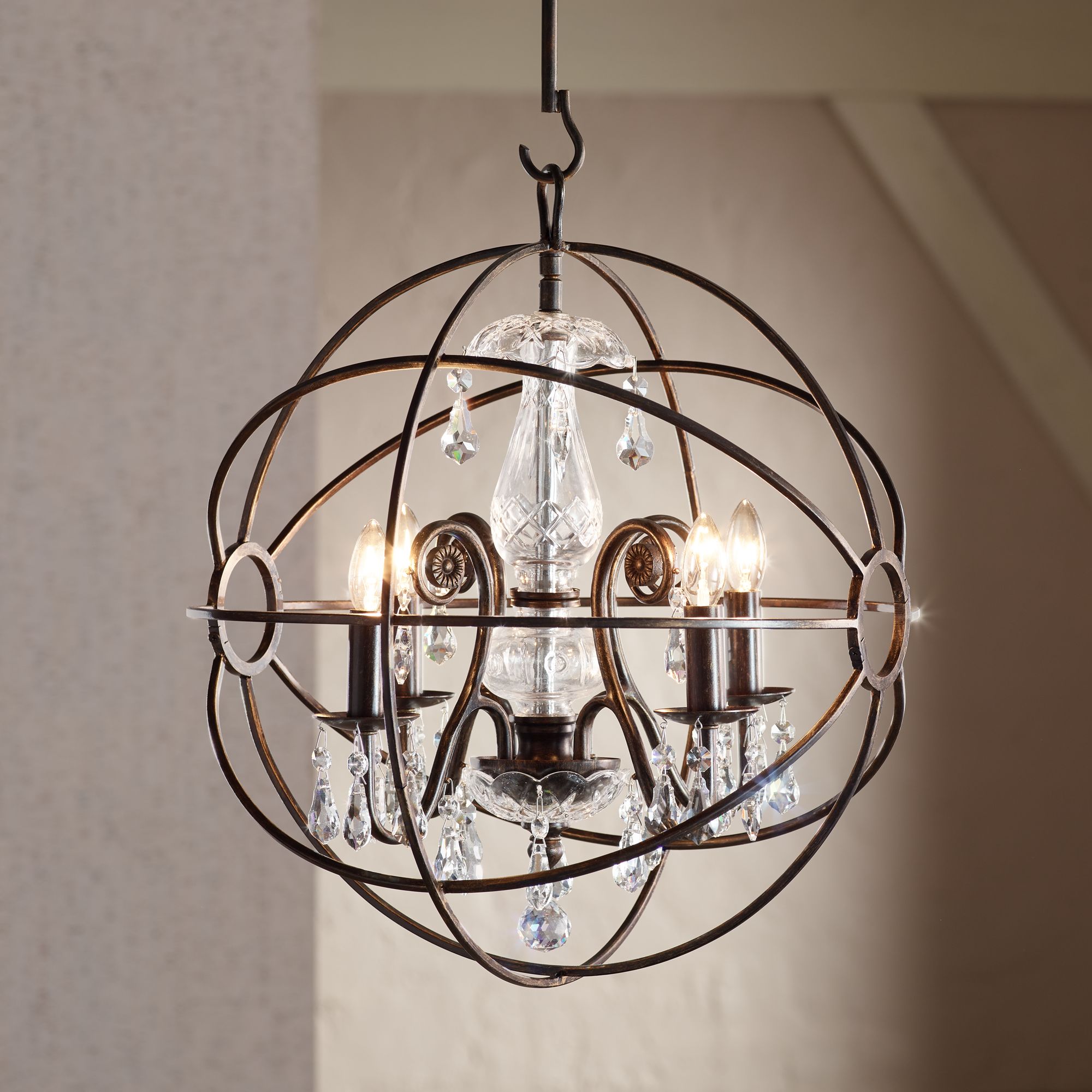 Crystorama Solaris 17"W English Bronze 4-Light Chandelier