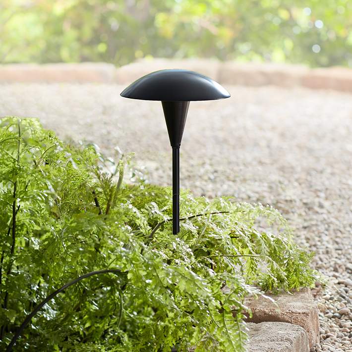 Mushroom Path Light In Black Finish Landscape Outdoor Low Voltage Lighting 