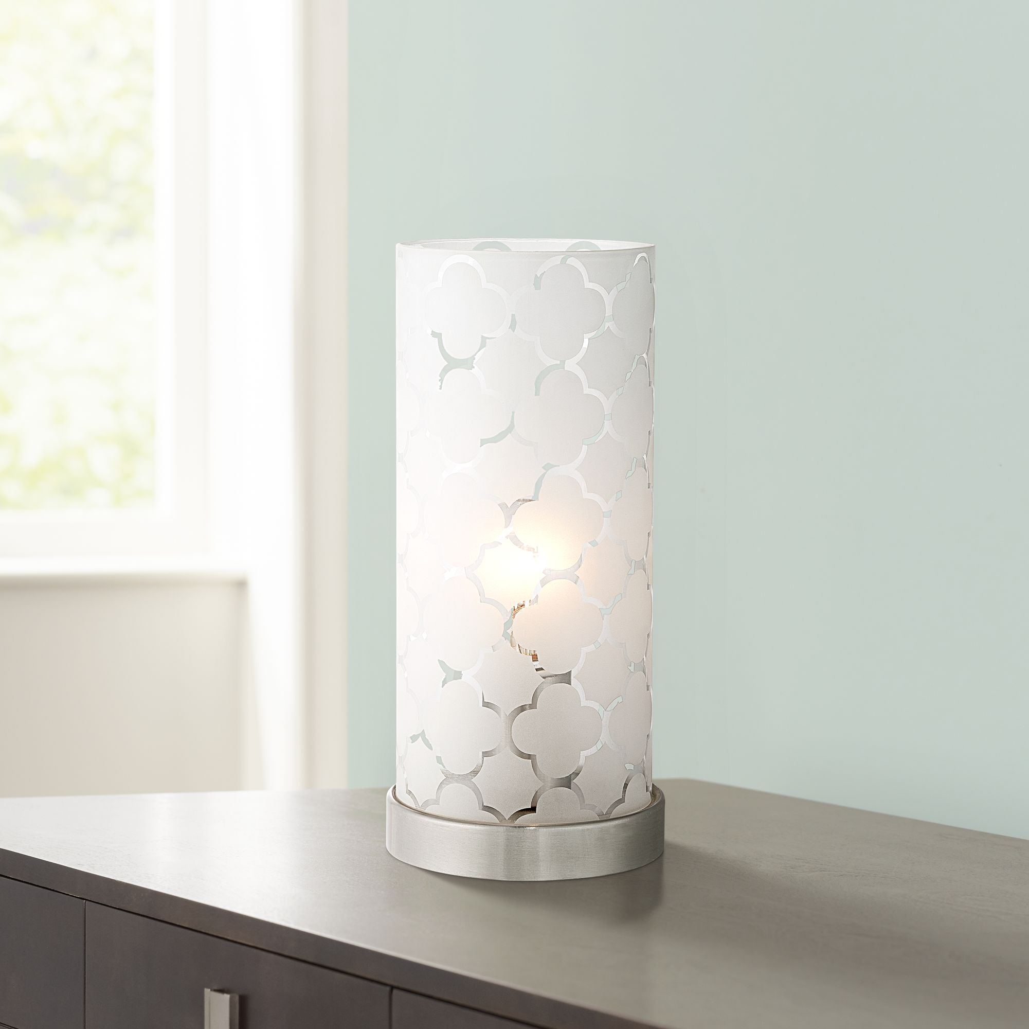 Babette 11" High White Glass Cylinder Accent Lamp - #2D559 ...