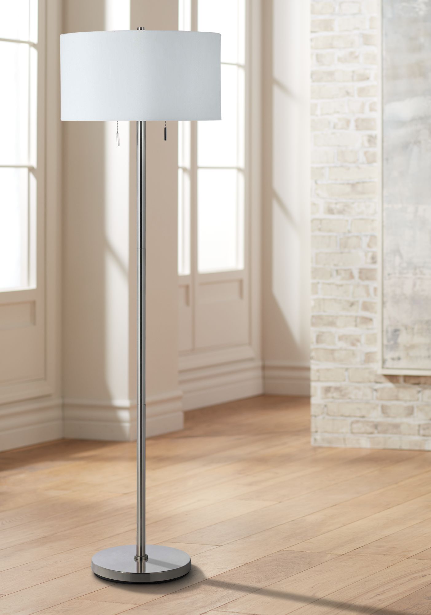 Spiga Brushed Steel Floor Lamp by Cal Lighting