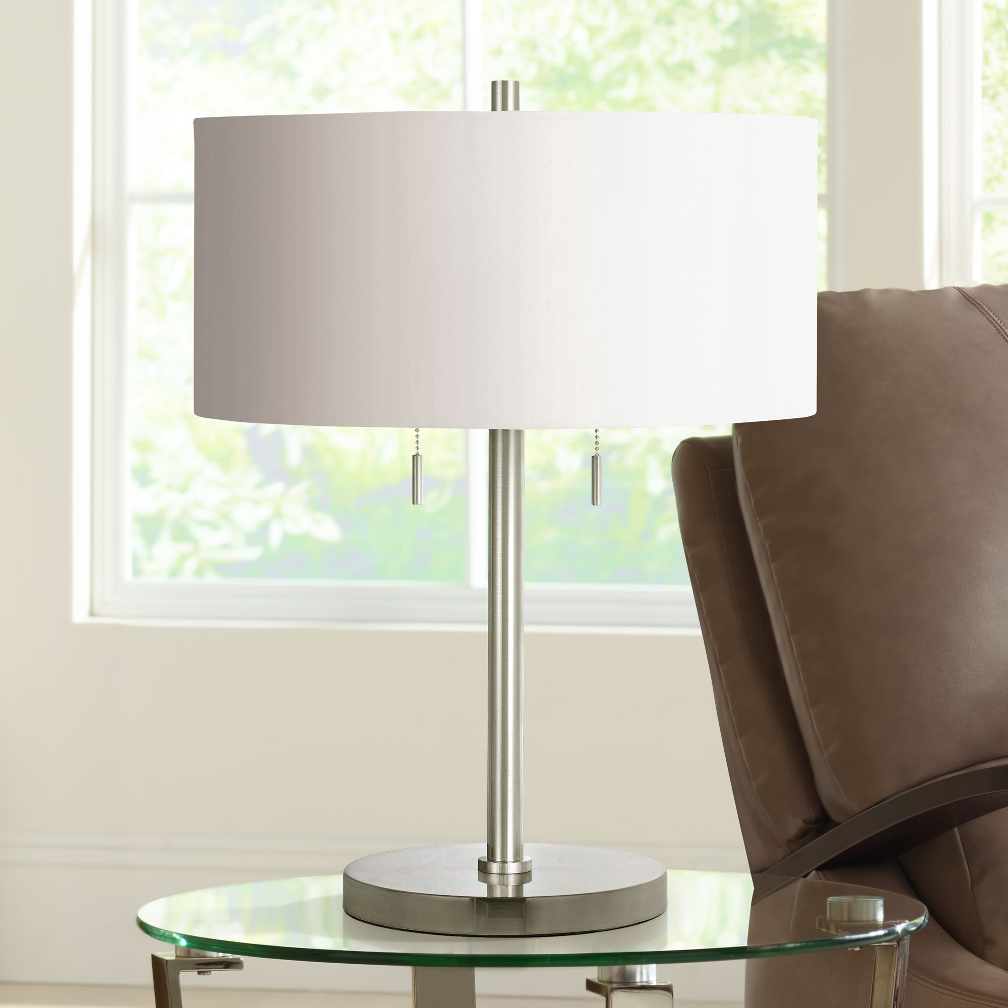Spiga Brushed Steel Table Lamp – Modern Accent Lighting