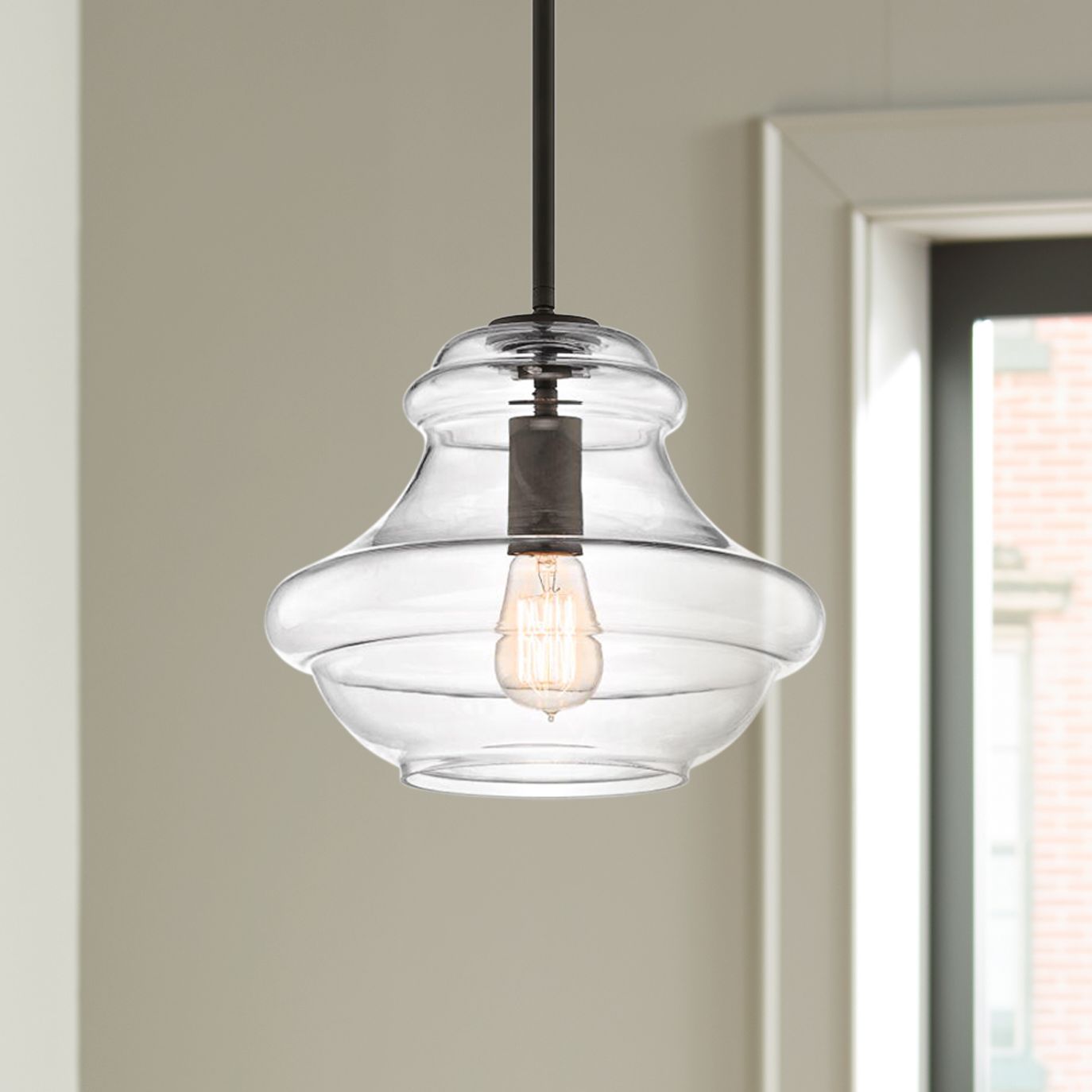 Kichler Everly 12" Wide Olde Bronze and Glass Mini Pendant 2F637 Lamps Plus