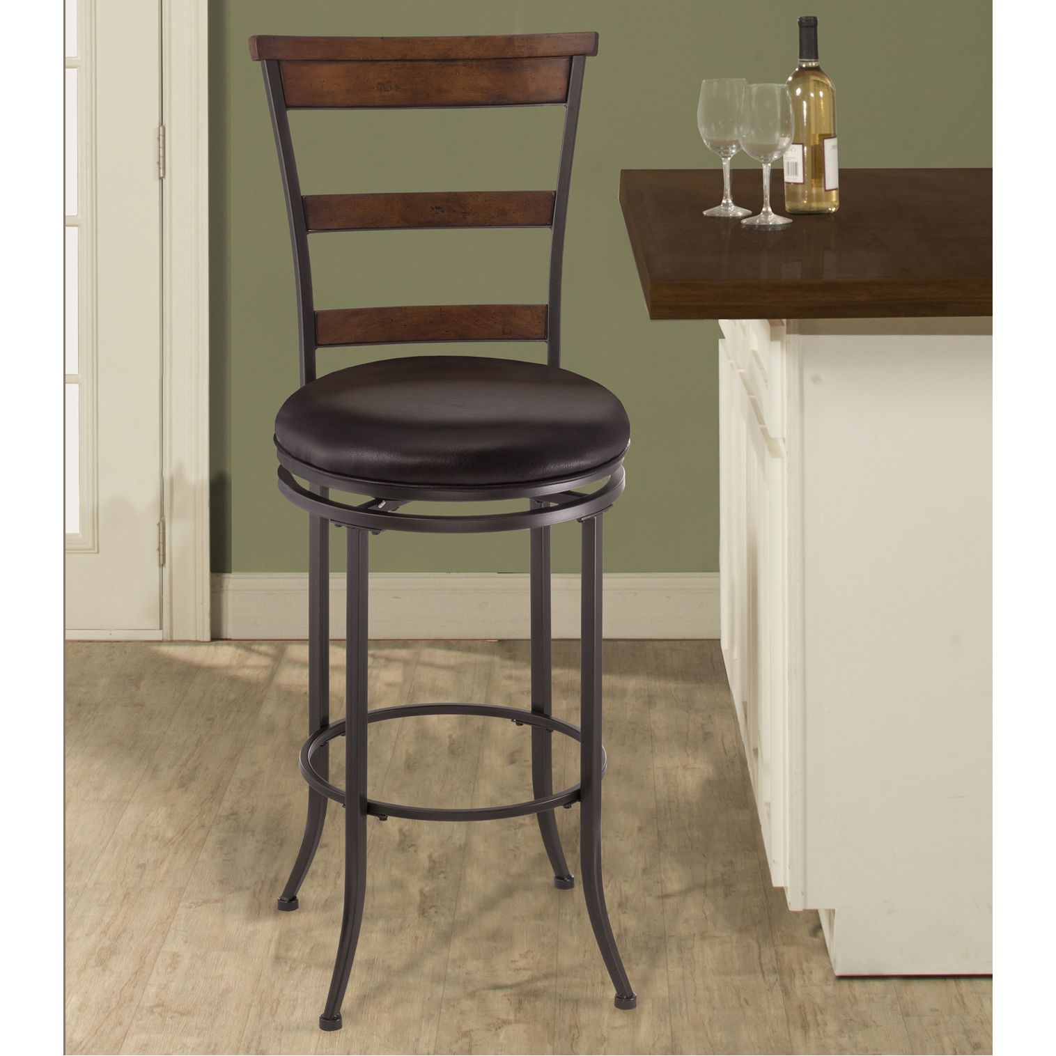 Hillsdale Cameron Tall Ladder-Back 30" Brown Bar Stool