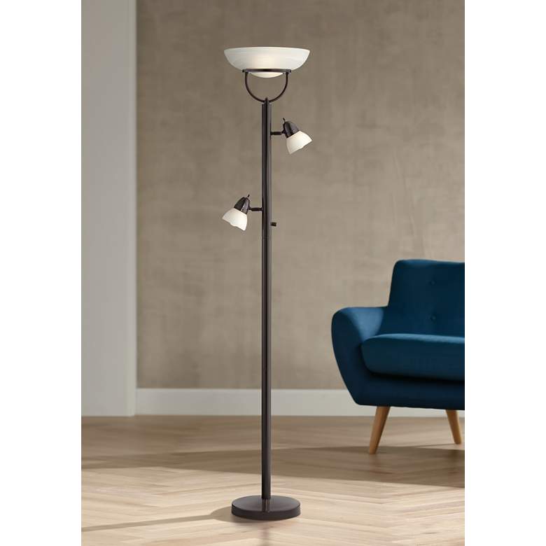 3 In 1 Bronze Modern Torchiere Floor Lamp