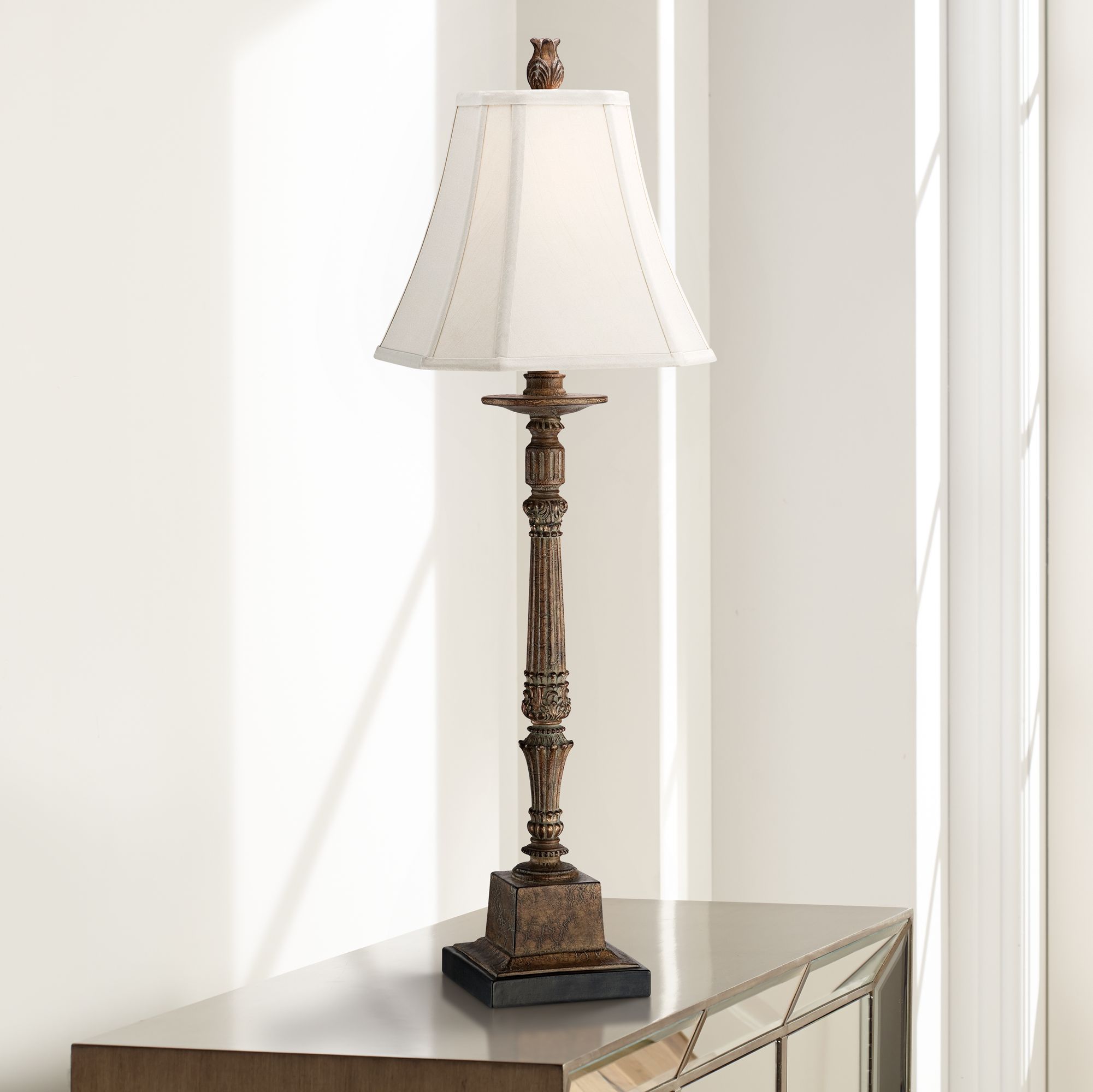 Thornewood Brown Traditional Console Table Lamp 2M344 Lamps Plus