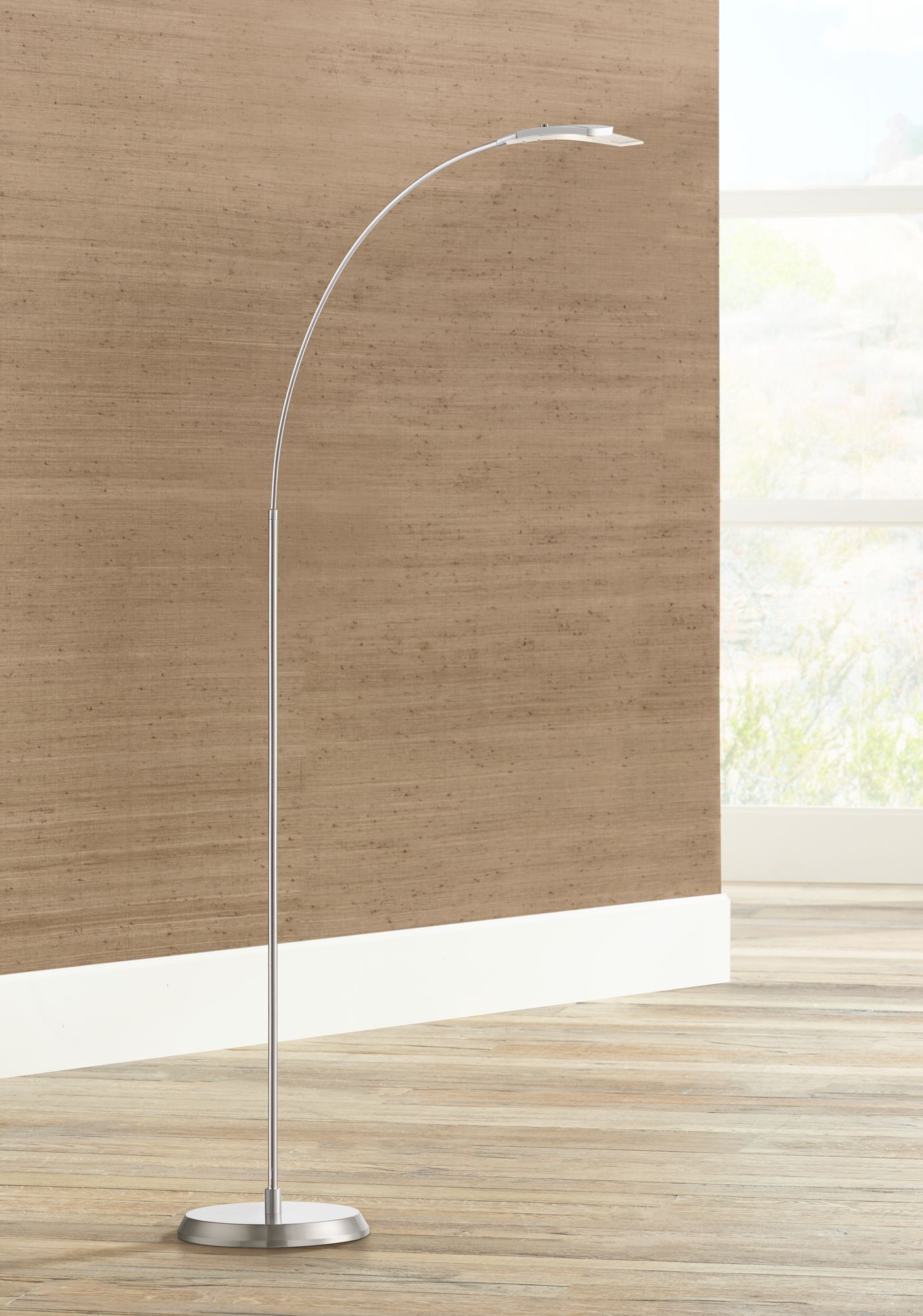 Salvo Satin Nickel Finish Modern LED Floor Lamp