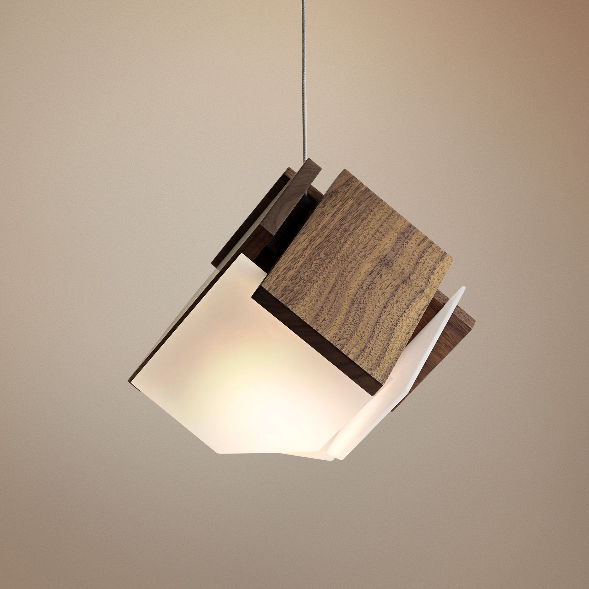 Cerno Mica 9" Wide Oiled Walnut LED Mini Pendant