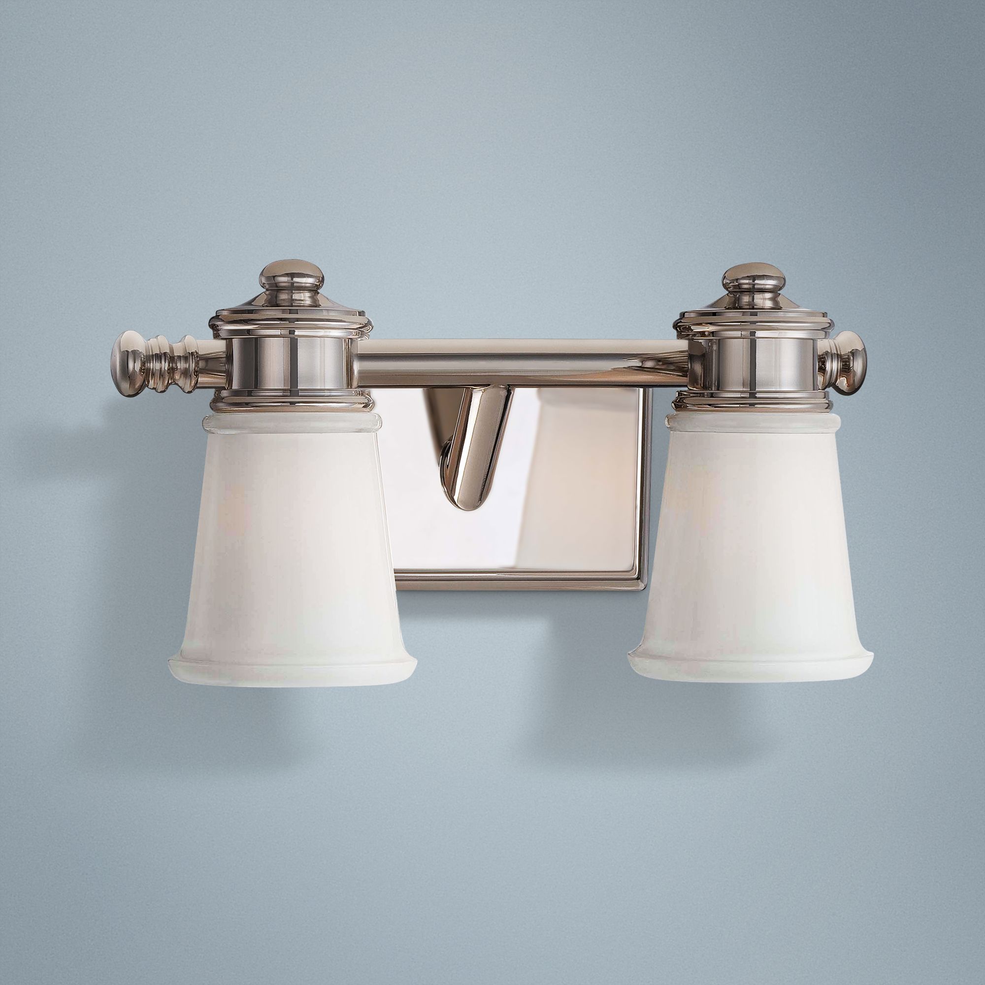 Transitional 13 1/2" Wide Polished Nickel 2Light Bath Light 2W969 Lamps Plus