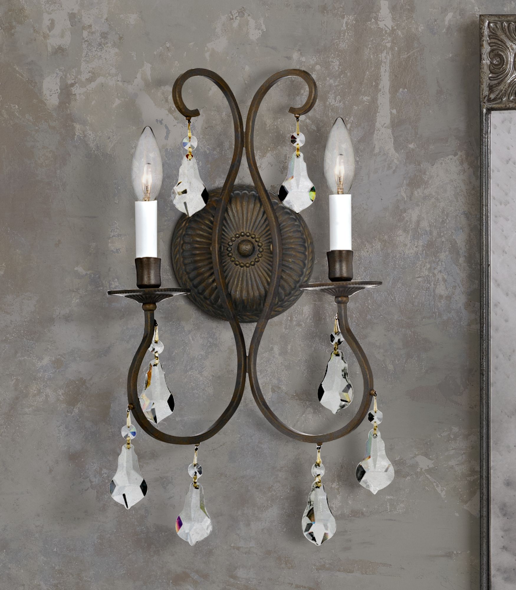 Crystorama Ashton Bronze 18 1/2" High Crystal Wall Sconce