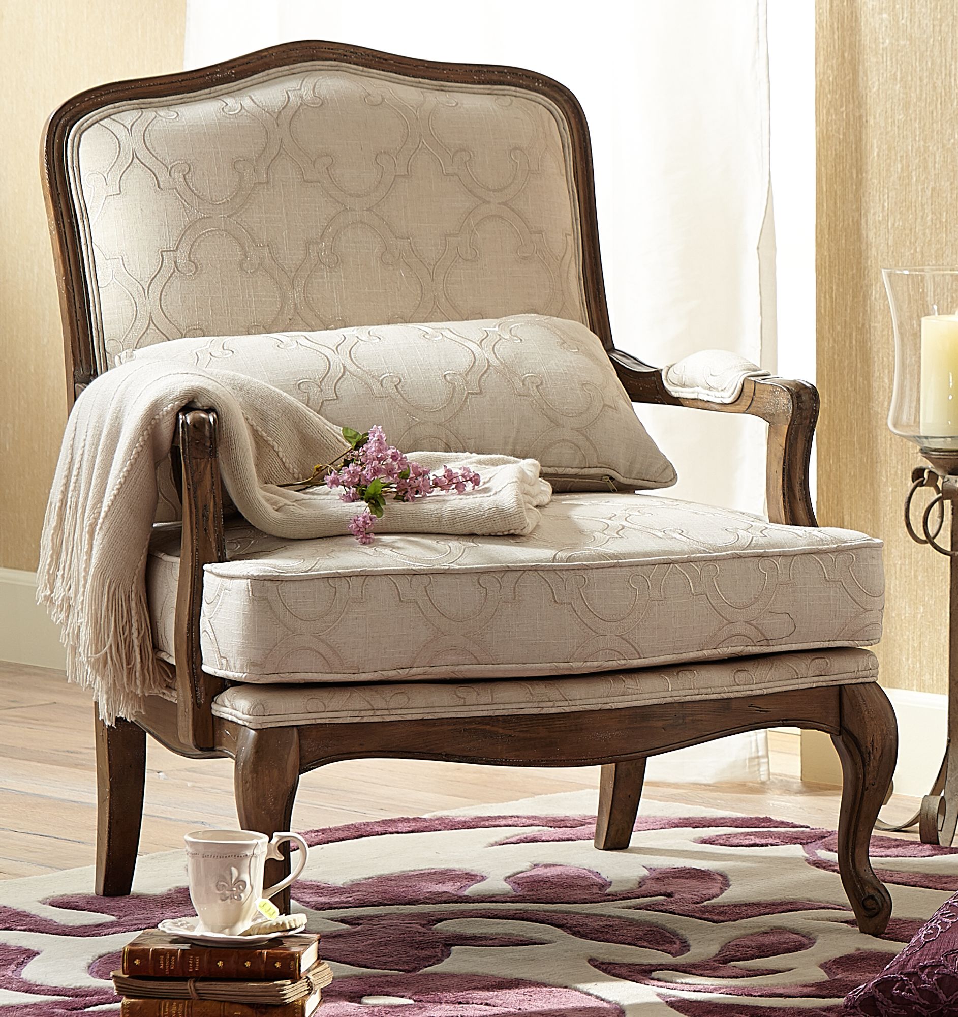 Kensington Hill Ducey Ivory Trellis Accent Chair