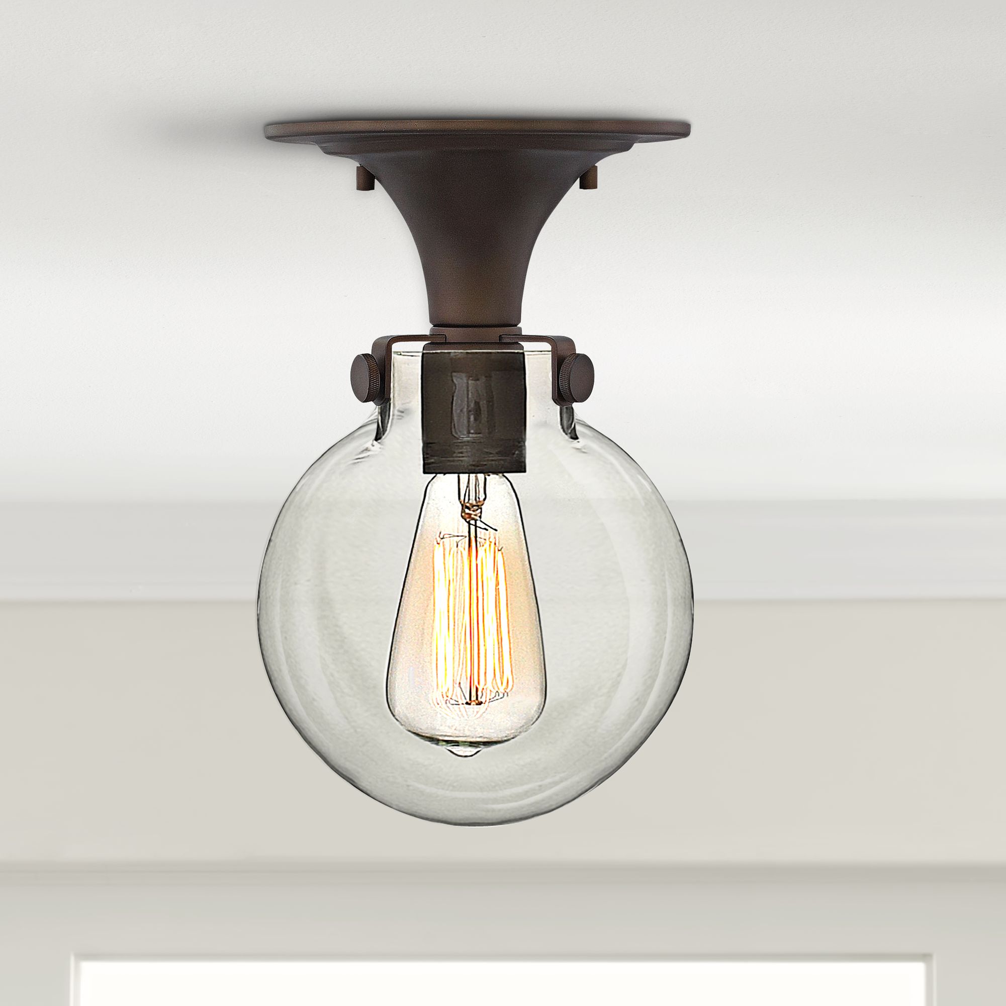 Hinkley Congress 10 3/4" Wide Clear Glass Bronze Ceiling Light