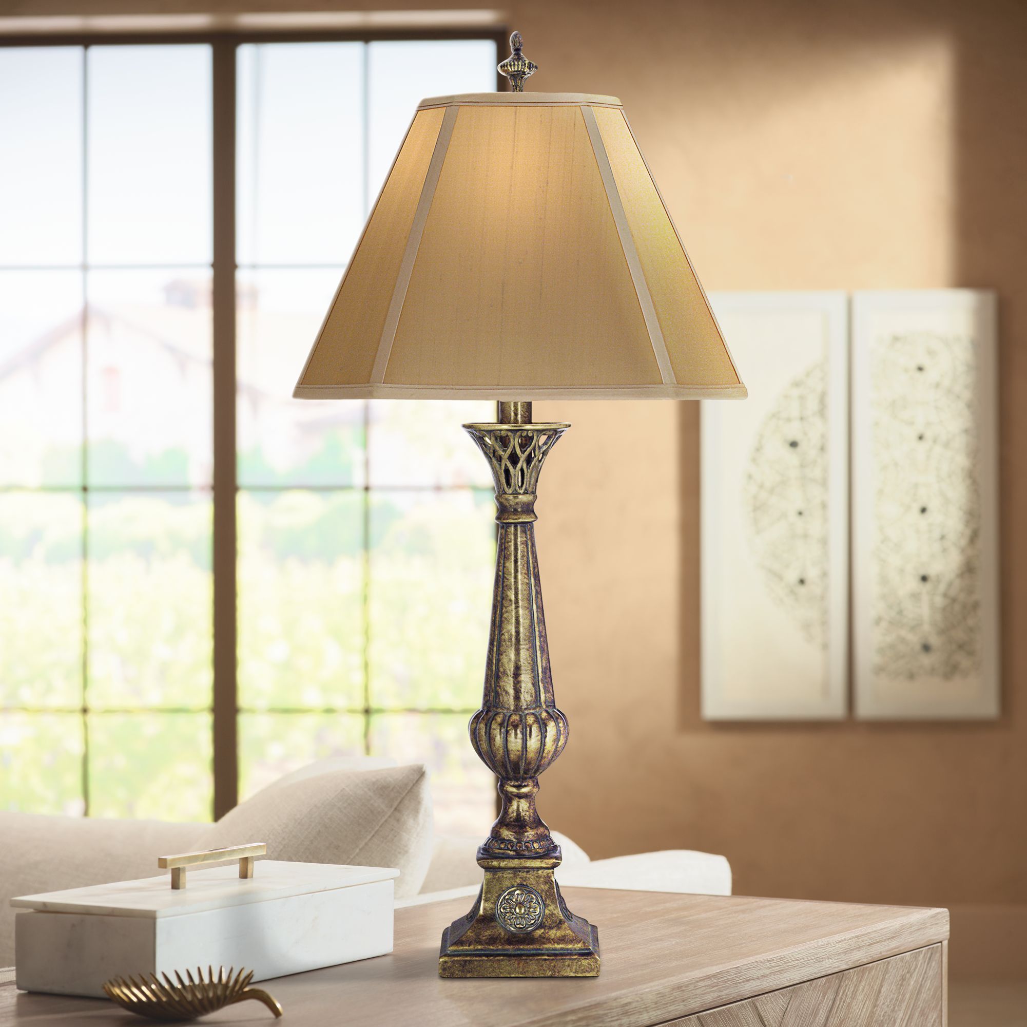 Stiffel Amber Tortoise Shell Table Lamp
