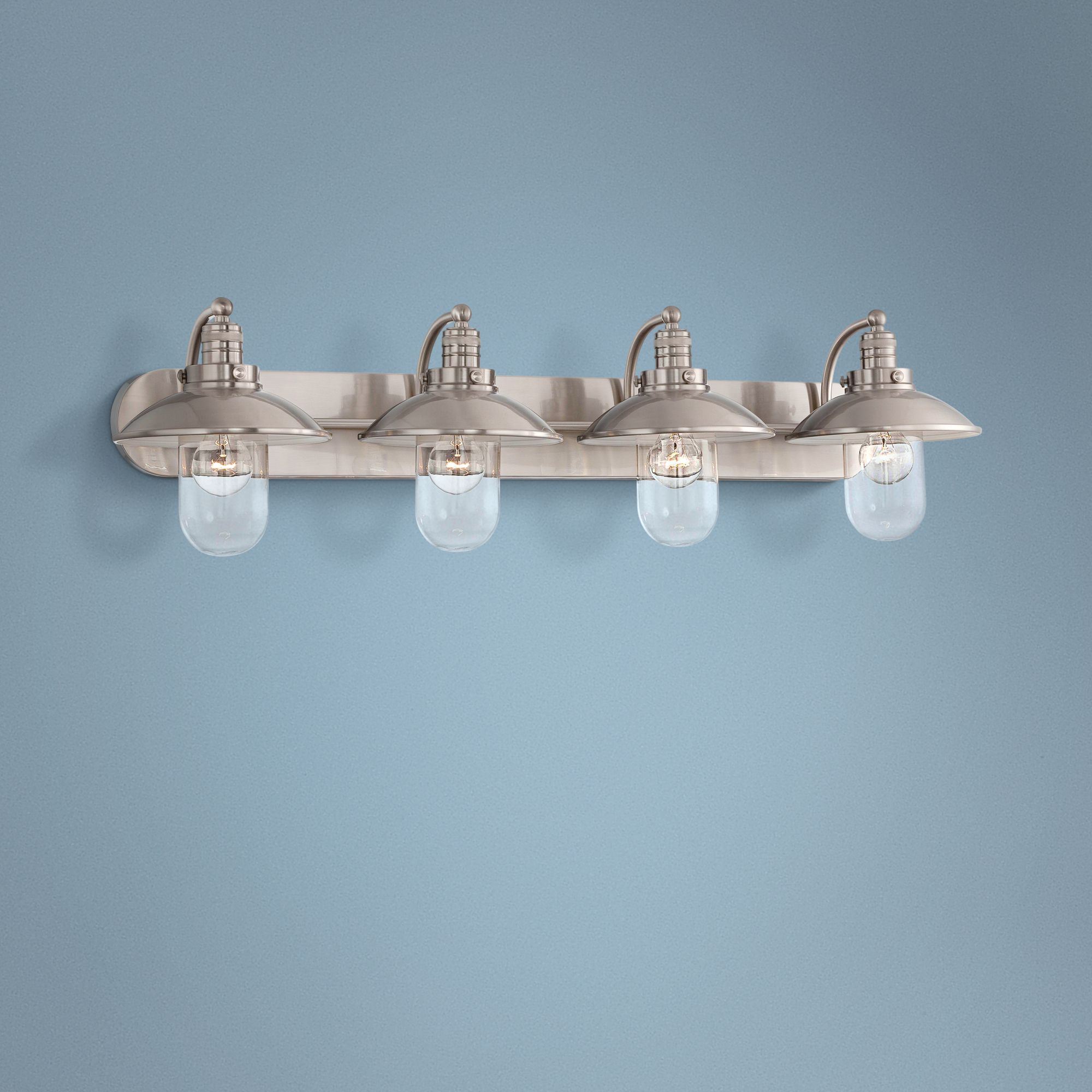 Downtown Edison 38 1/2" Wide Brushed Nickel 4-Light Bath Light