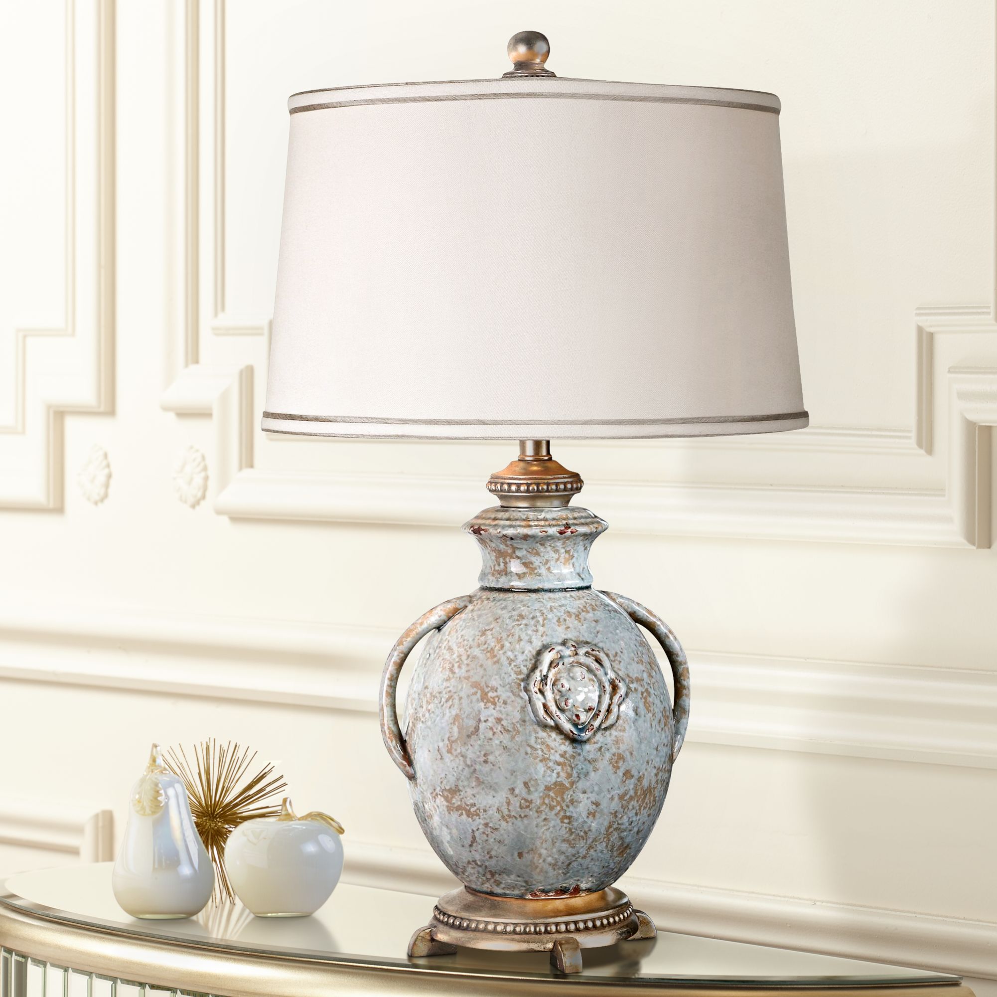 Uttermost Cancello Distressed Blue Glaze Table Lamp