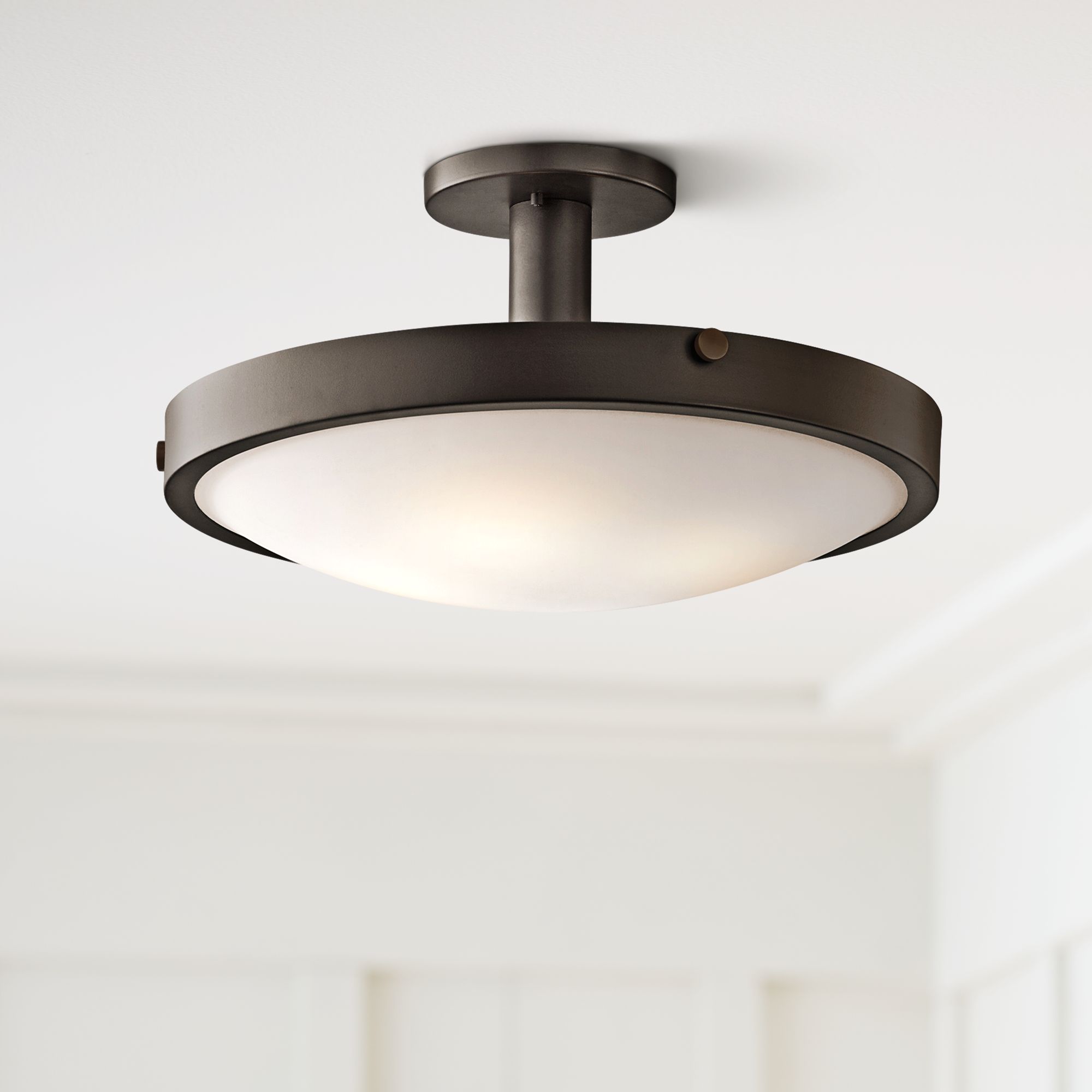Kichler Lytham Olde Bronze Satin Glass Ceiling Light