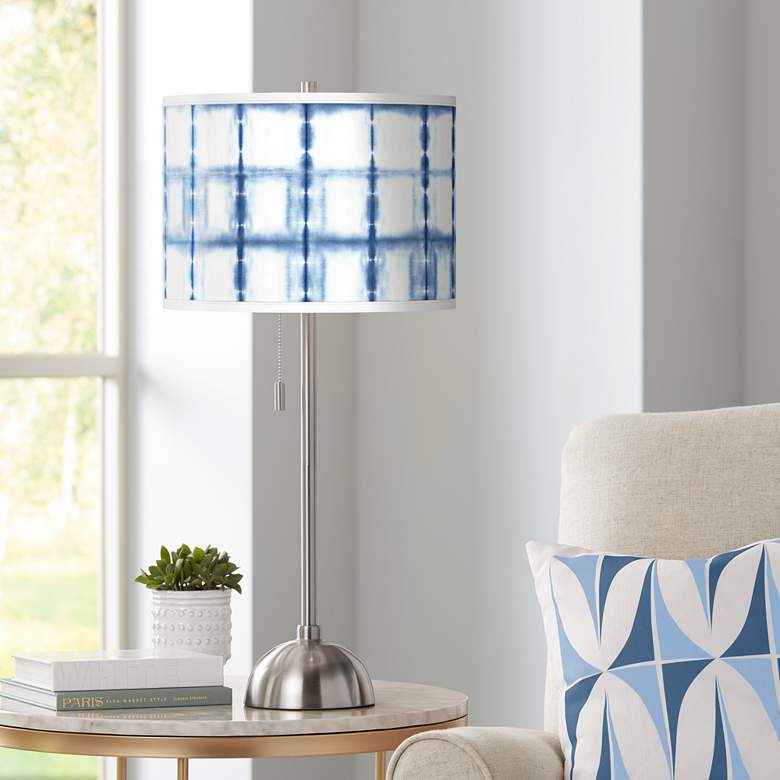 Image 1 Blue Mist Giclee Brushed Nickel Table Lamp