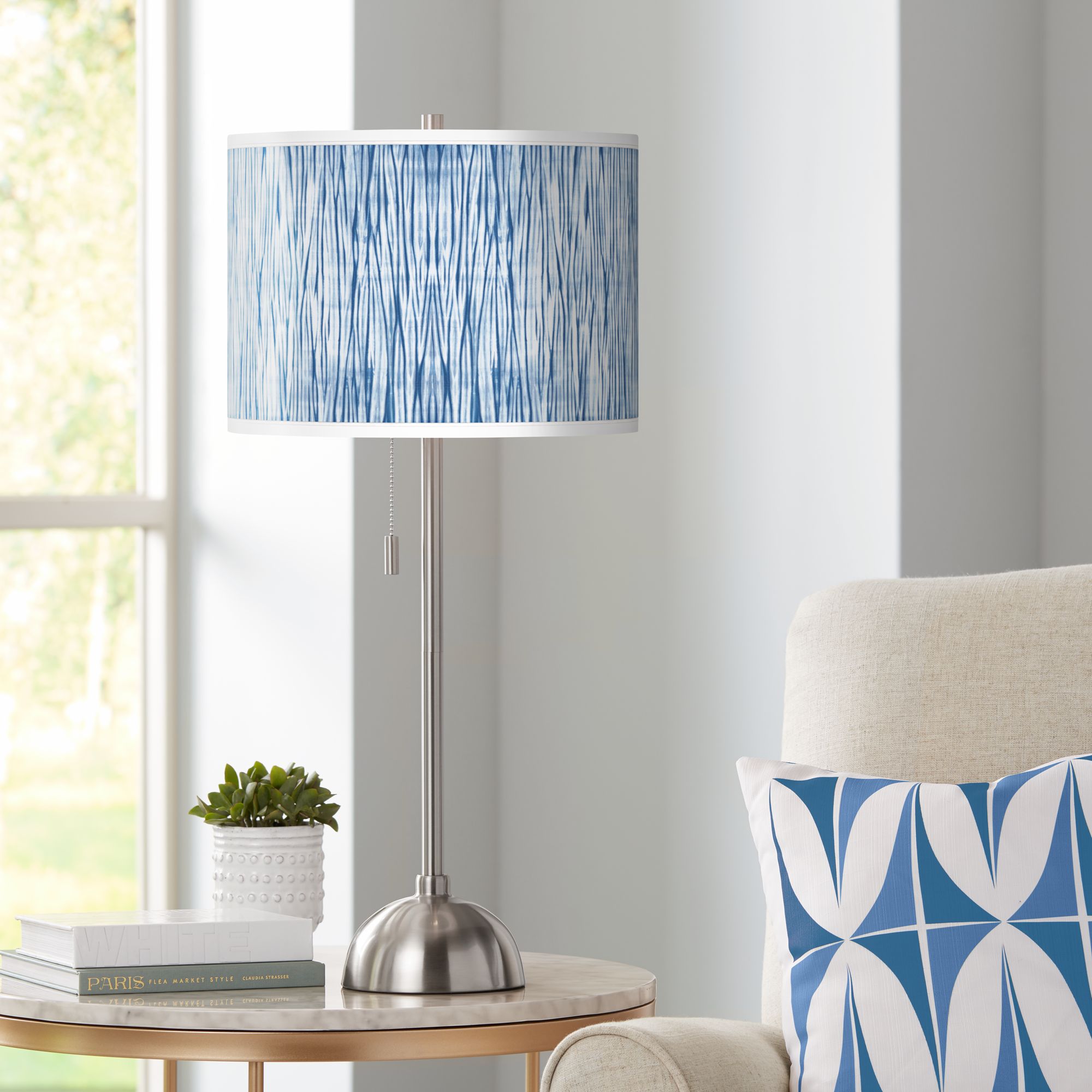 Beachcomb Giclee Brushed Nickel Table Lamp