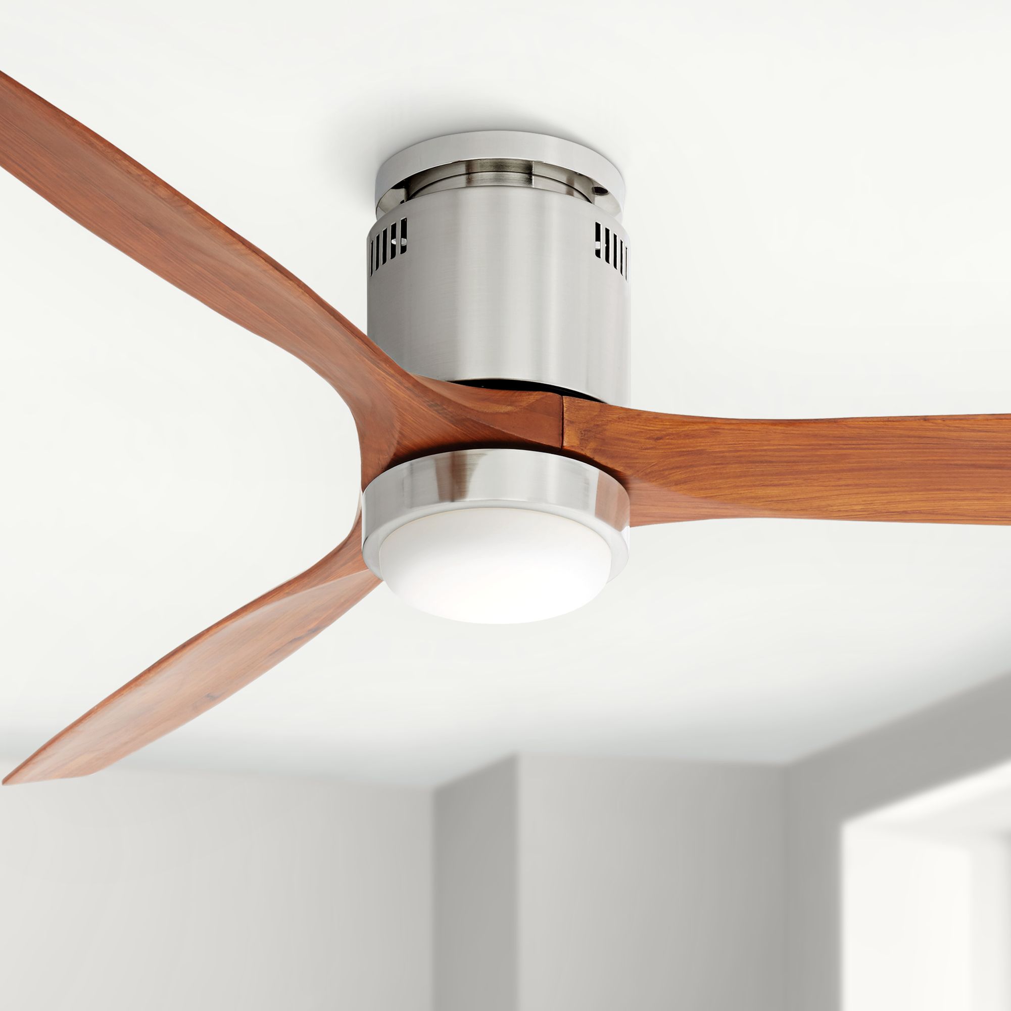 52 Windspun Walnut Nickel Led Dc Hugger Ceiling Fan