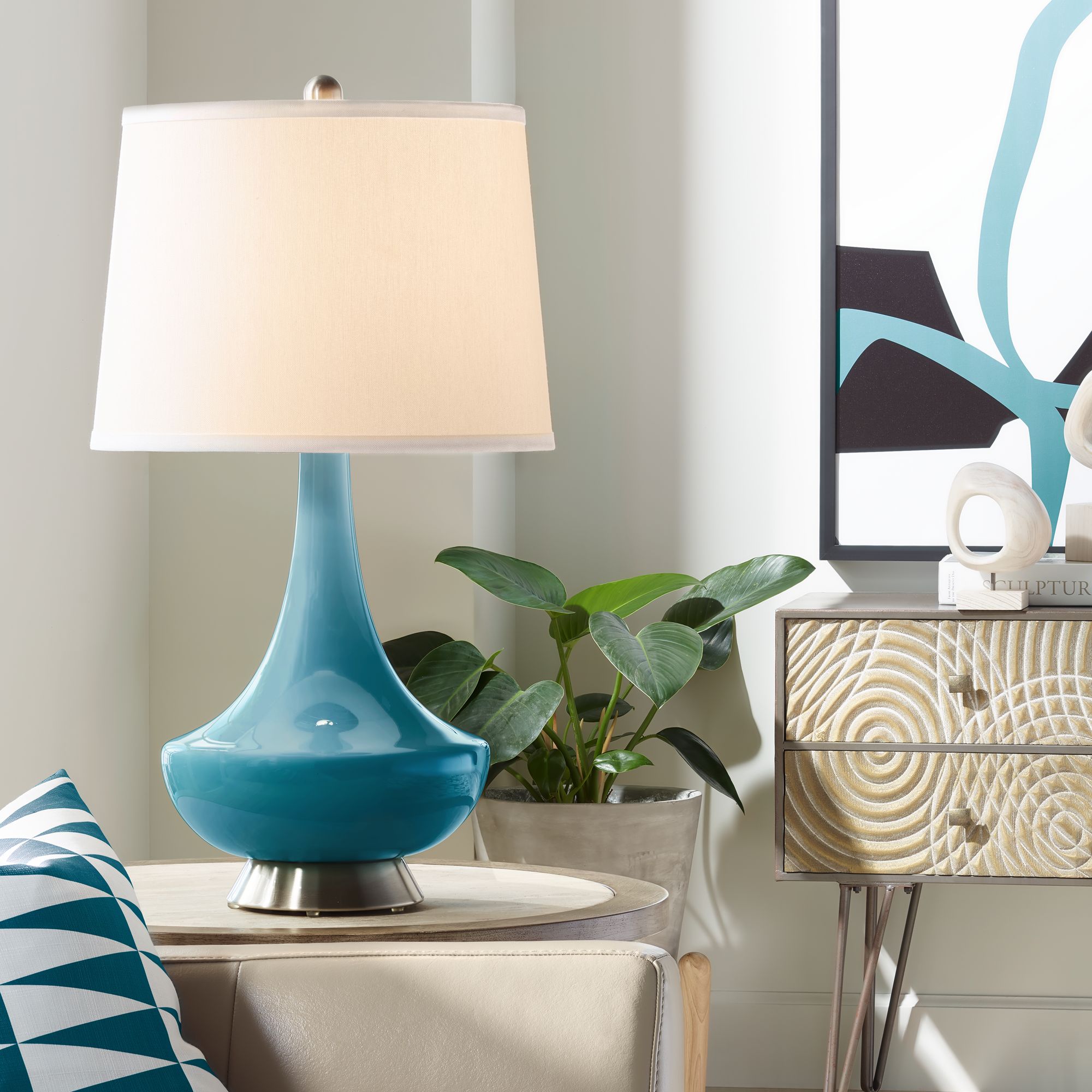 Gillan Caribbean Blue Sea 28" High Glass Table Lamp