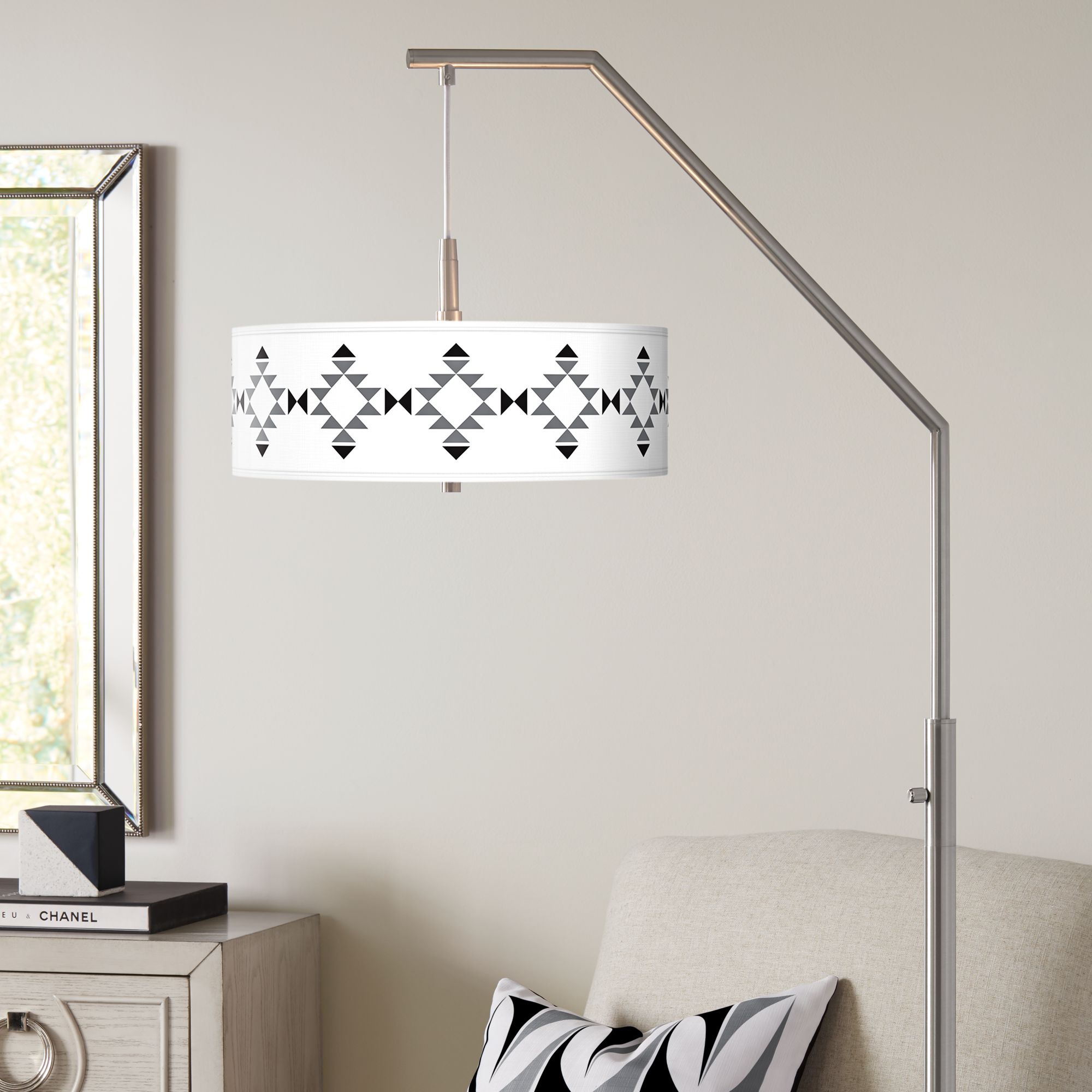 Desert Grayscale Giclee Shade Arc Floor Lamp