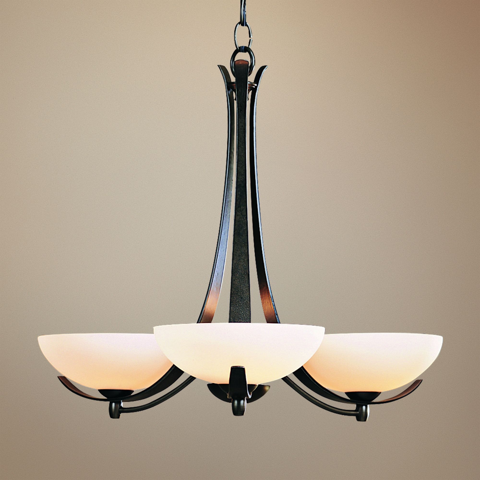 Hubbardton Forge Dark Smoke Opal Three Light Chandelier