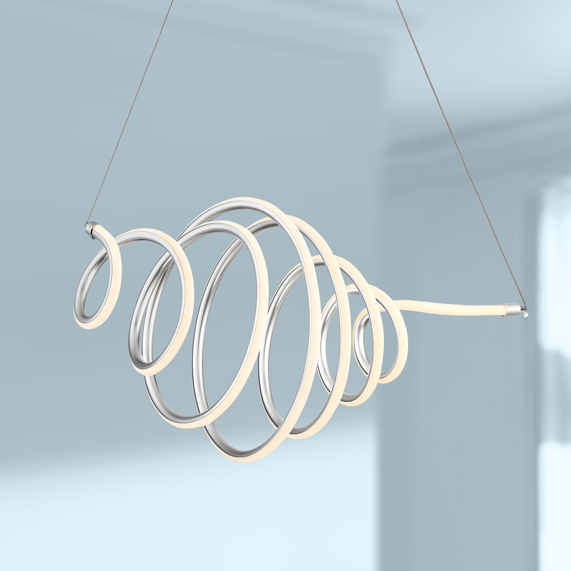 Coyle 29" Wide Anodized Silver LED Swirl Pendant Light