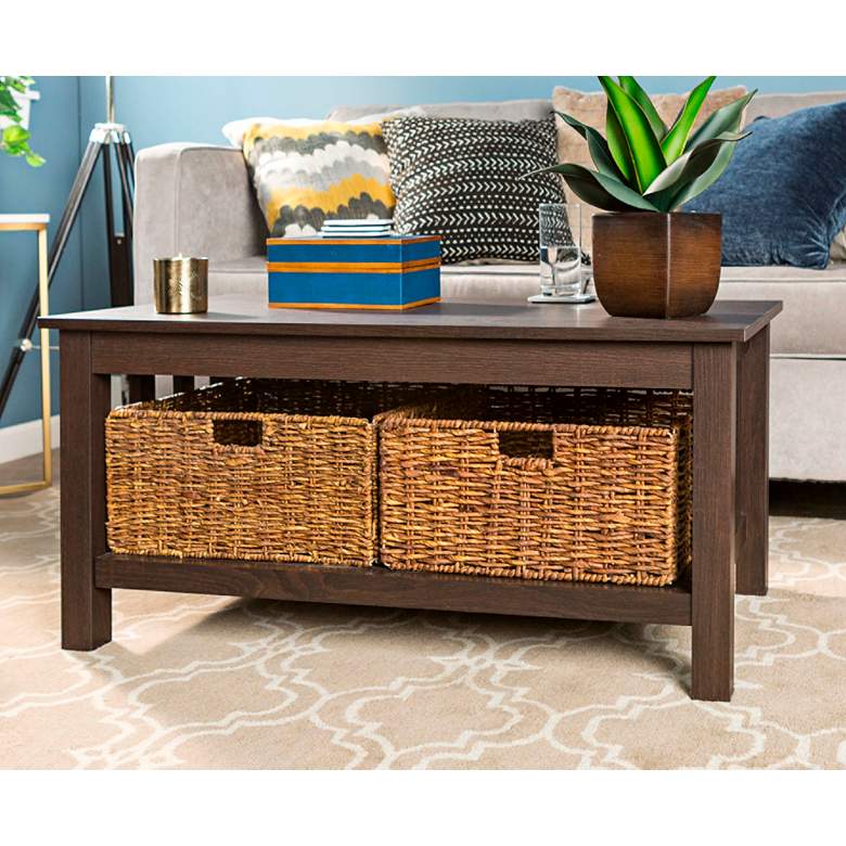 Mission 40&quot; Wide Espresso Wood Storage Coffee Table