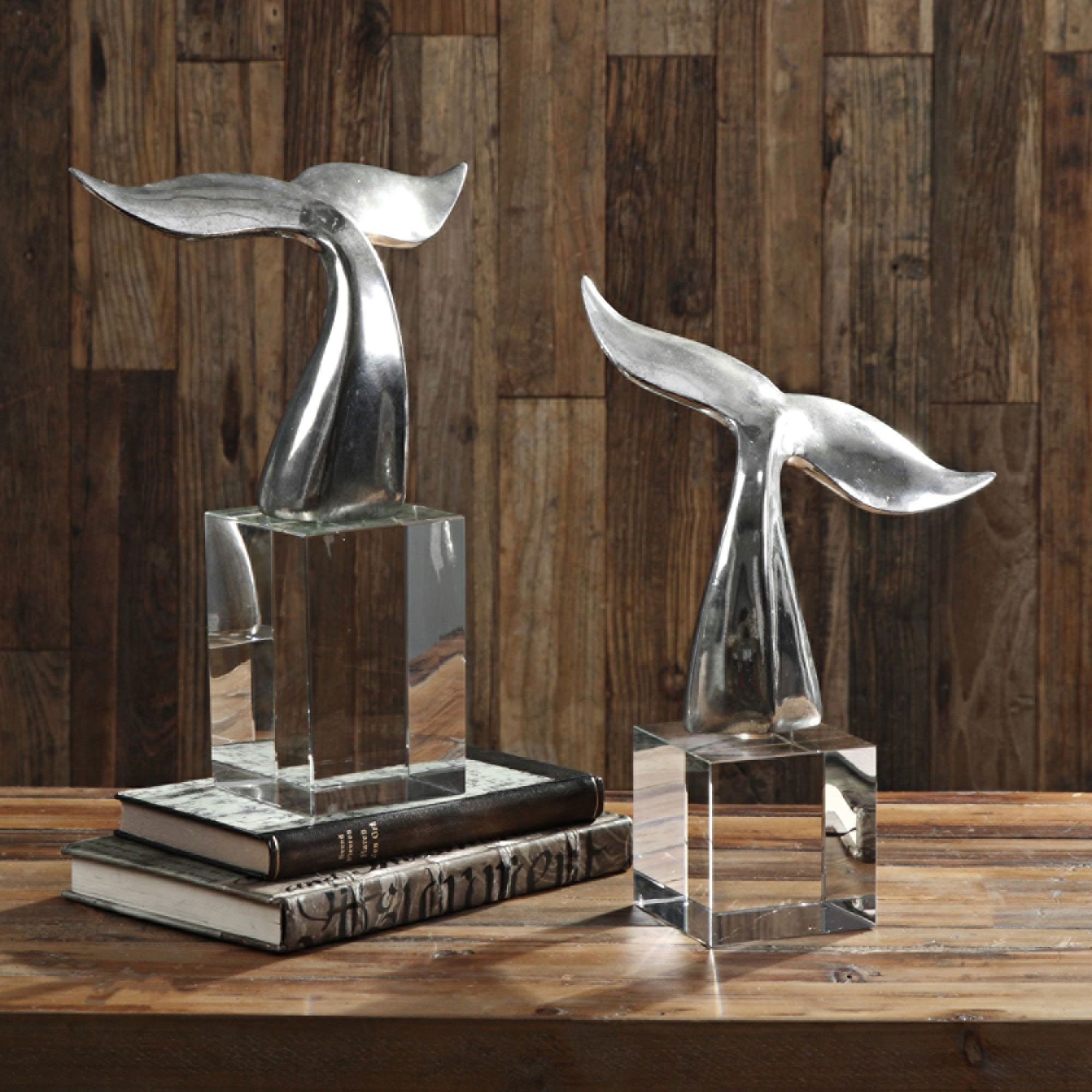 Uttermost Fluke Tarnished Silver 2-Piece Figurine Set
