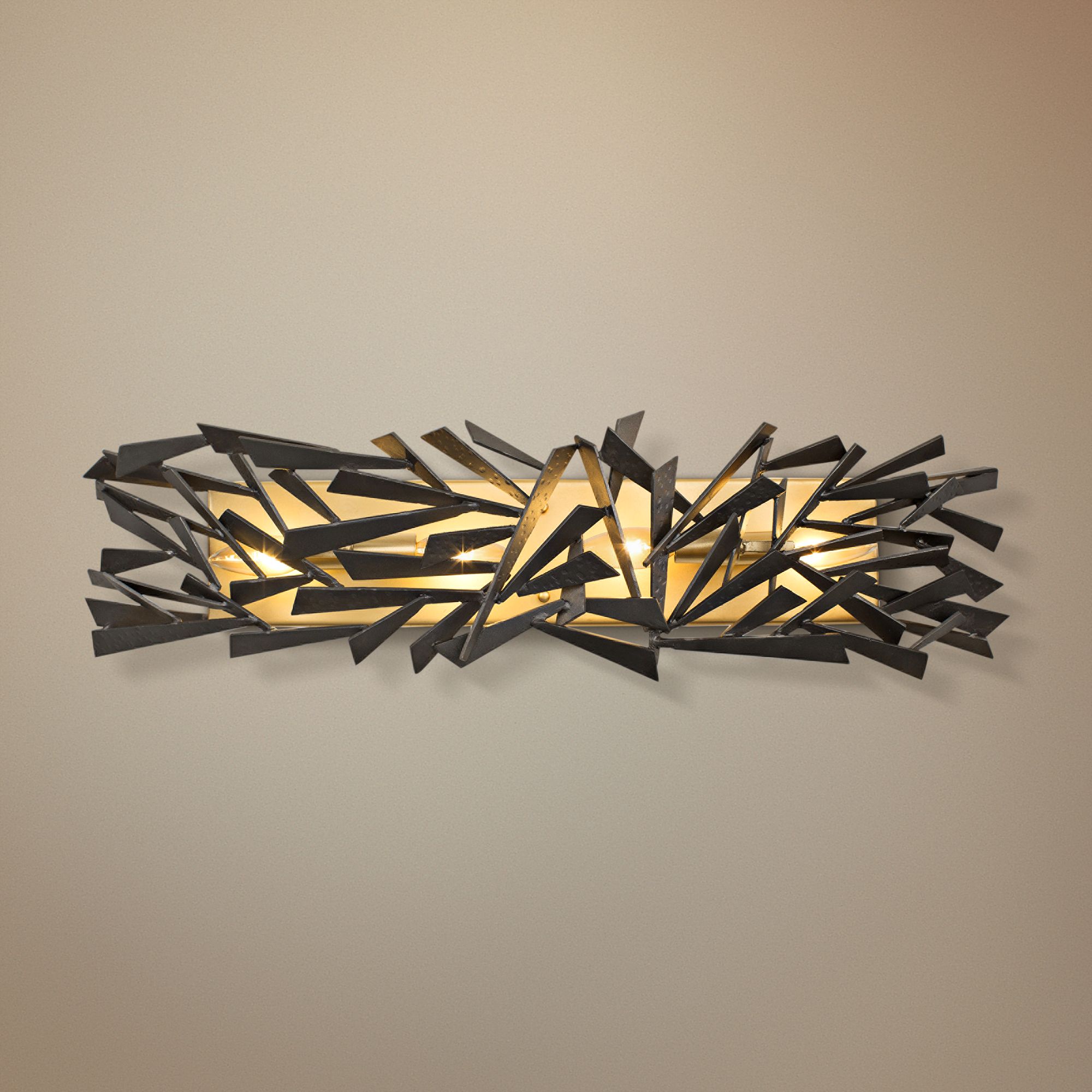 Bermuda 28 1/2"W Antique Gold with Rustic Bronze Bath Light