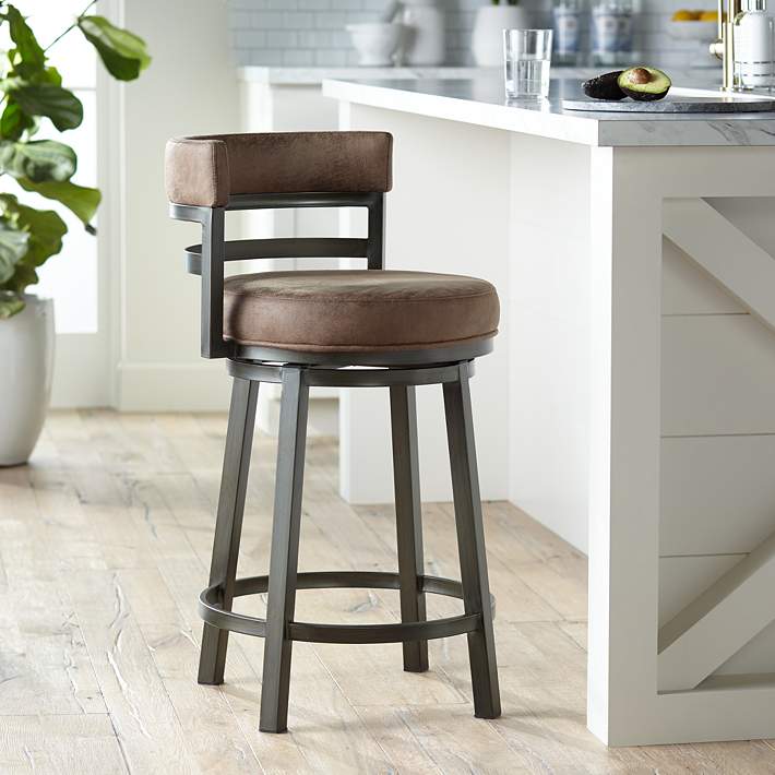 Madrid 26 1 2 Bandero Fabric, Swivel Counter Stools With Arms