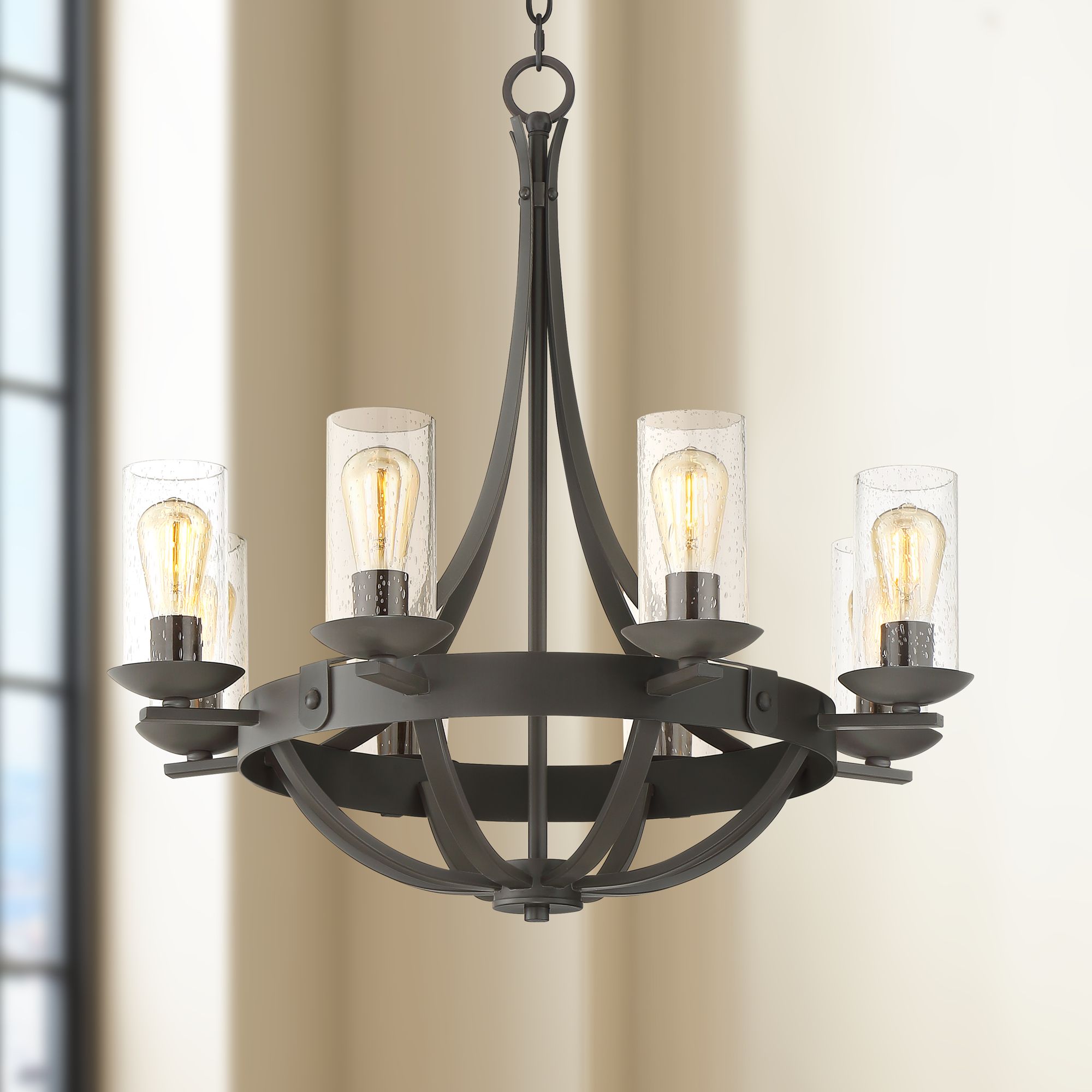 Rondeau 28" Wide Bronze 8-LED Chandelier