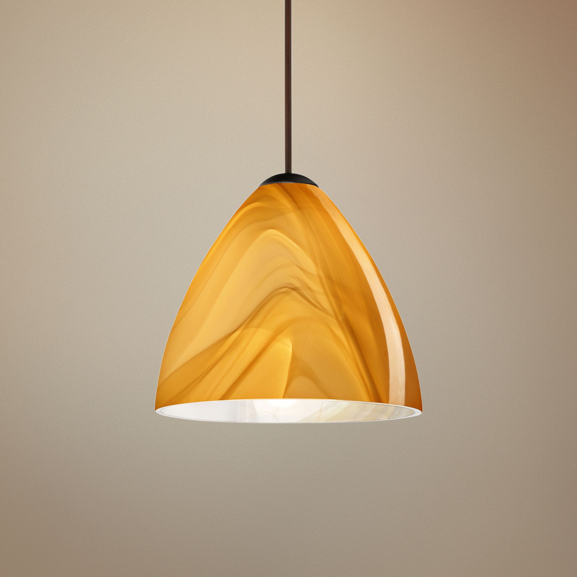 Besa Mia 5" Wide Bronze Honey Glass LED Mini Pendant