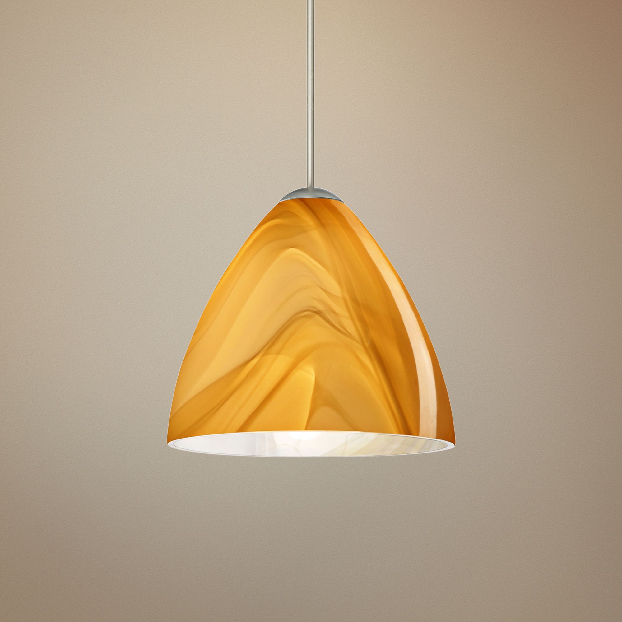 Besa Mia 5" Wide Satin Nickel Honey Glass LED Mini Pendant