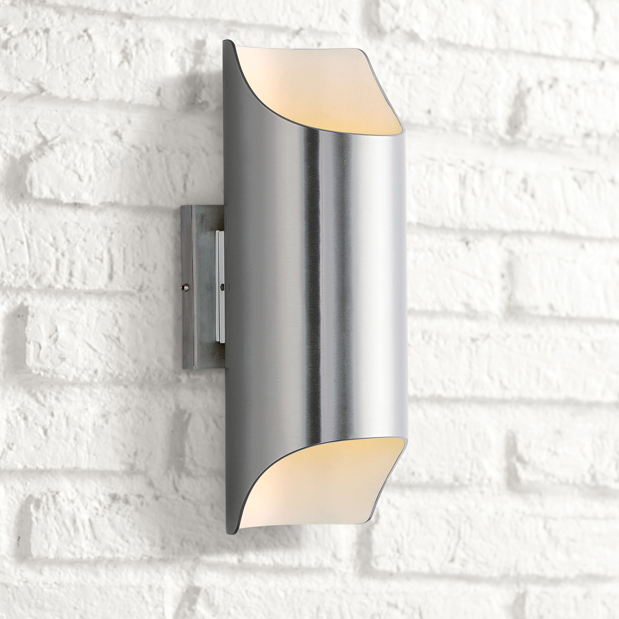 Lightray 13 3/4"H Brushed Aluminum LED Outdoor Wall Light
