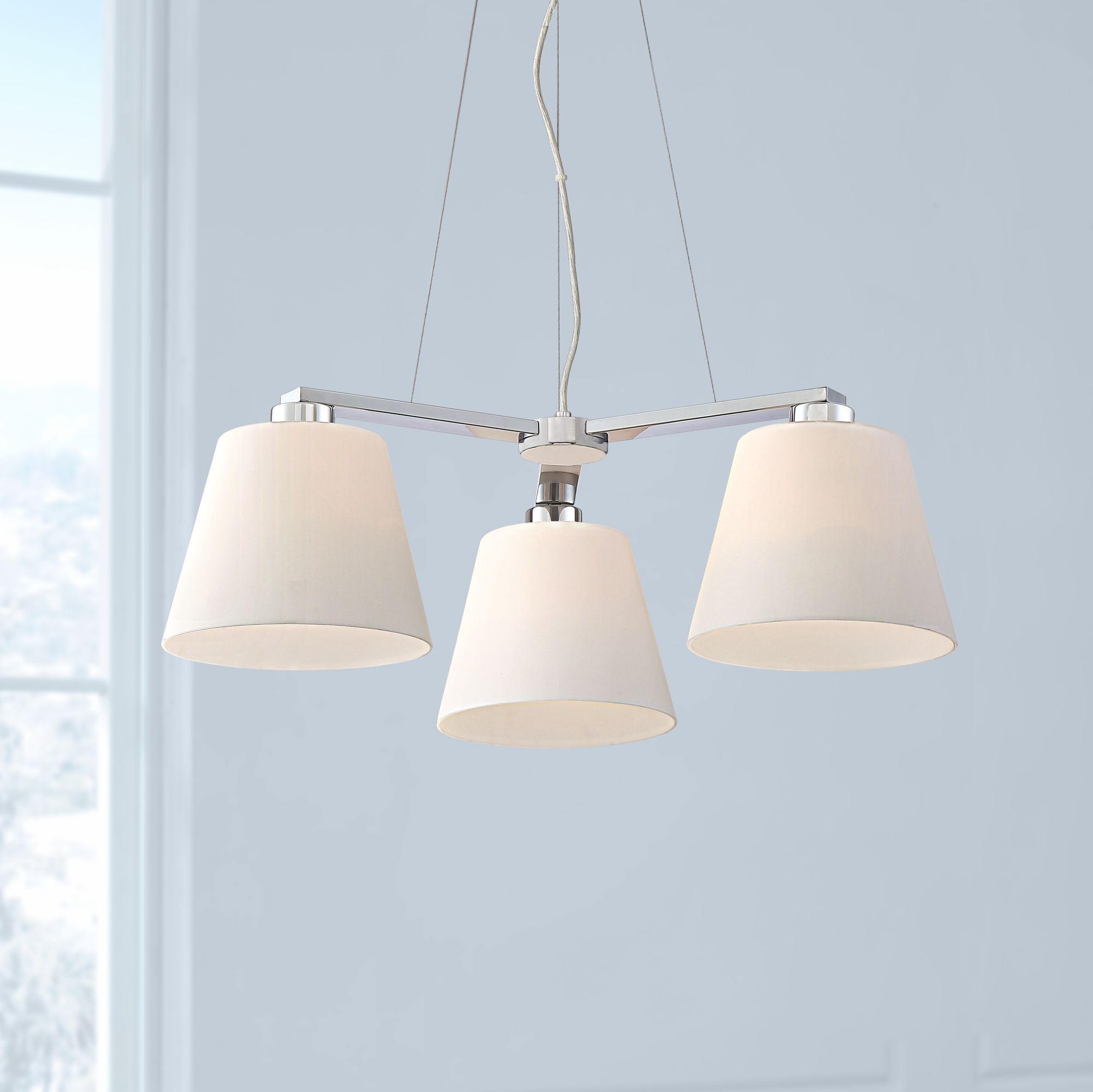 Ellery 26 1/2" Wide Chrome and Opal Glass 3-Light Chandelier