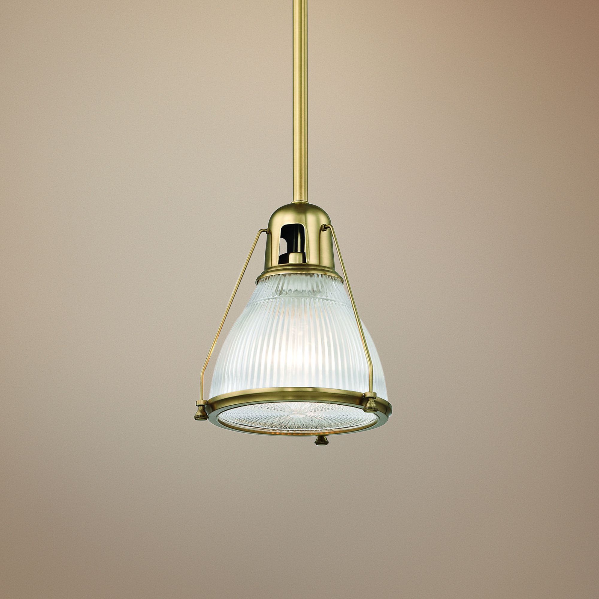 Hudson Valley Haverhill 8" Wide Aged Brass Mini Pendant