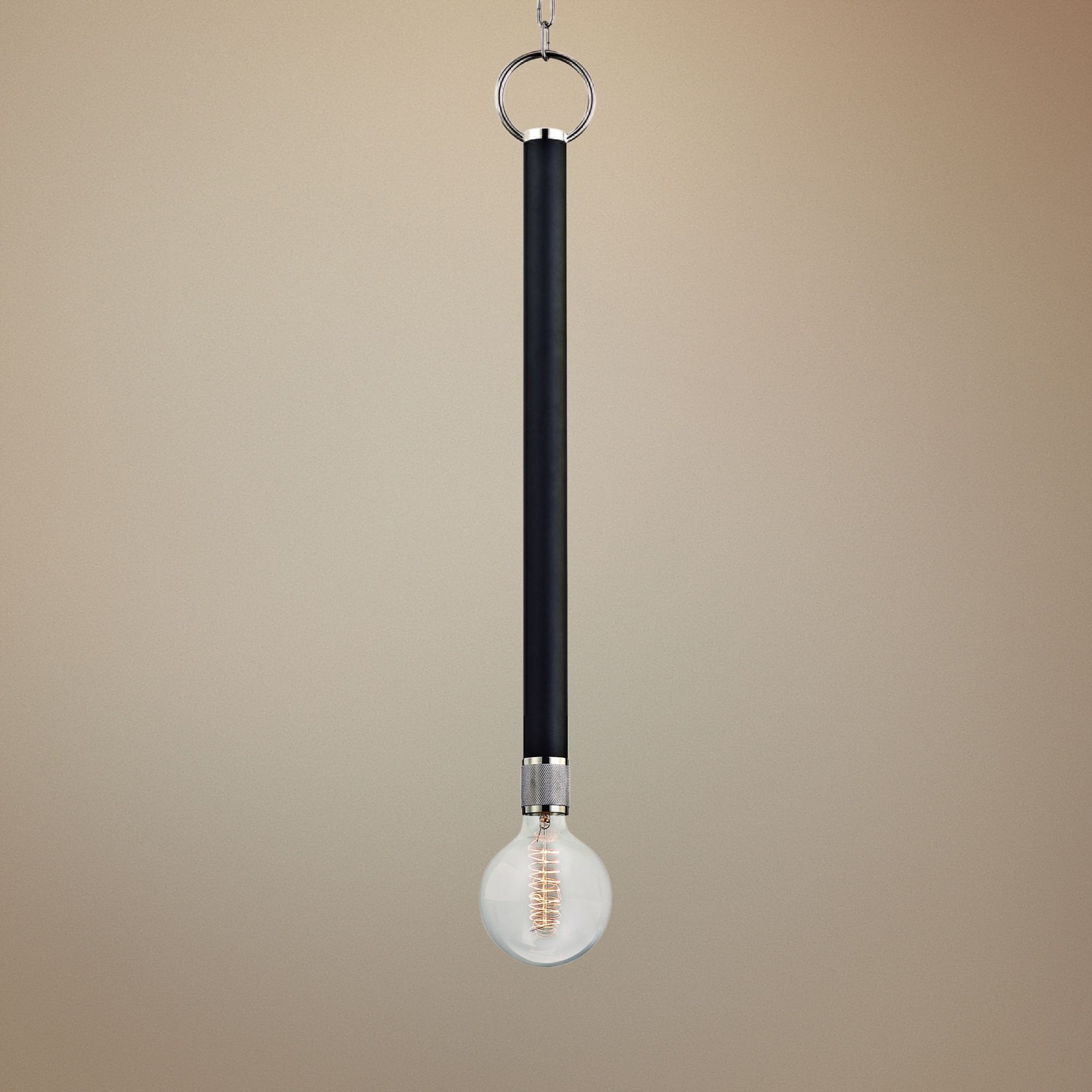 Desmond 5" Wide Polished Nickel and Black Mini Pendant